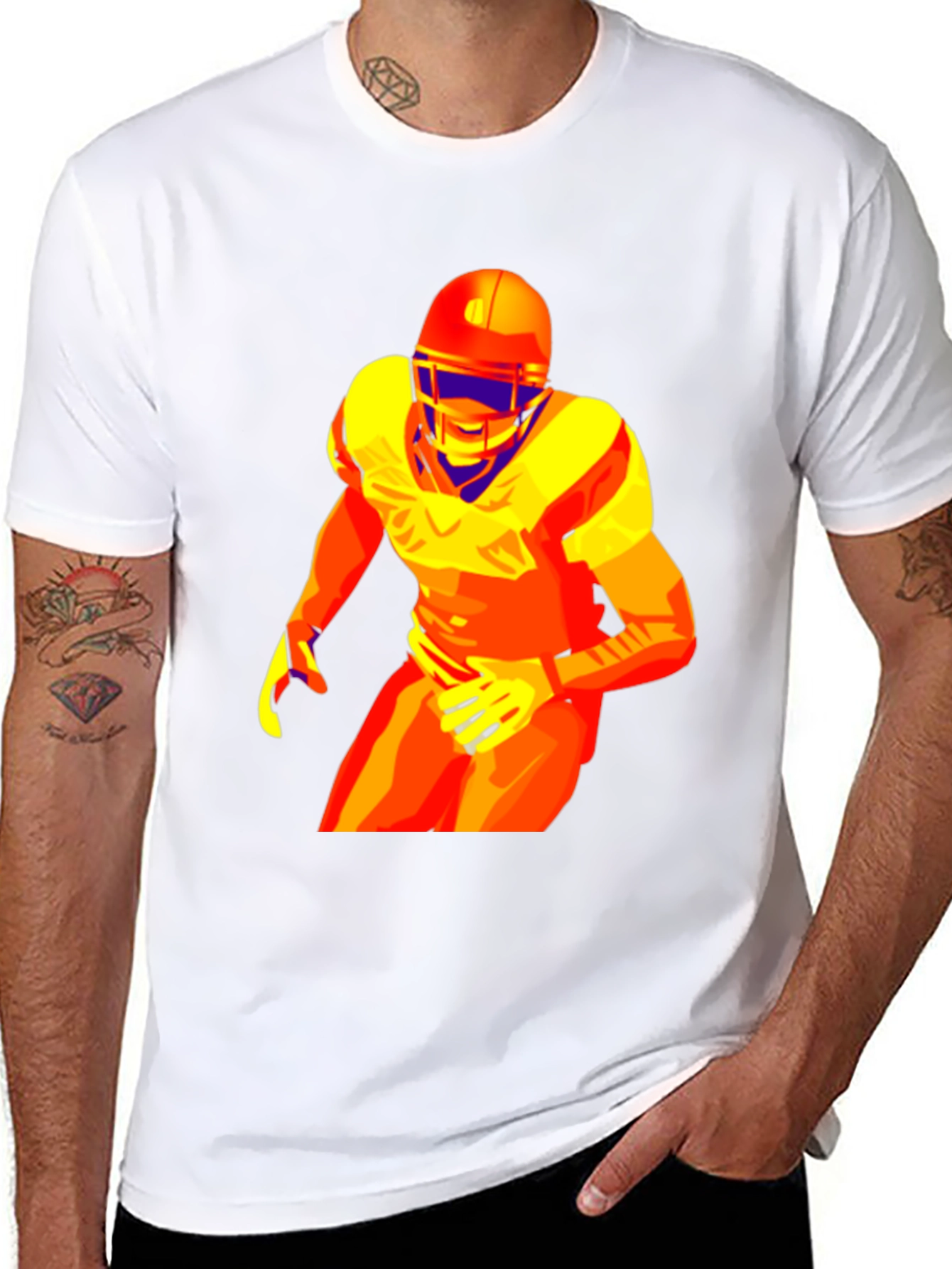 Black Football Player Graphic Tee - Premium Cotton Blend view 8