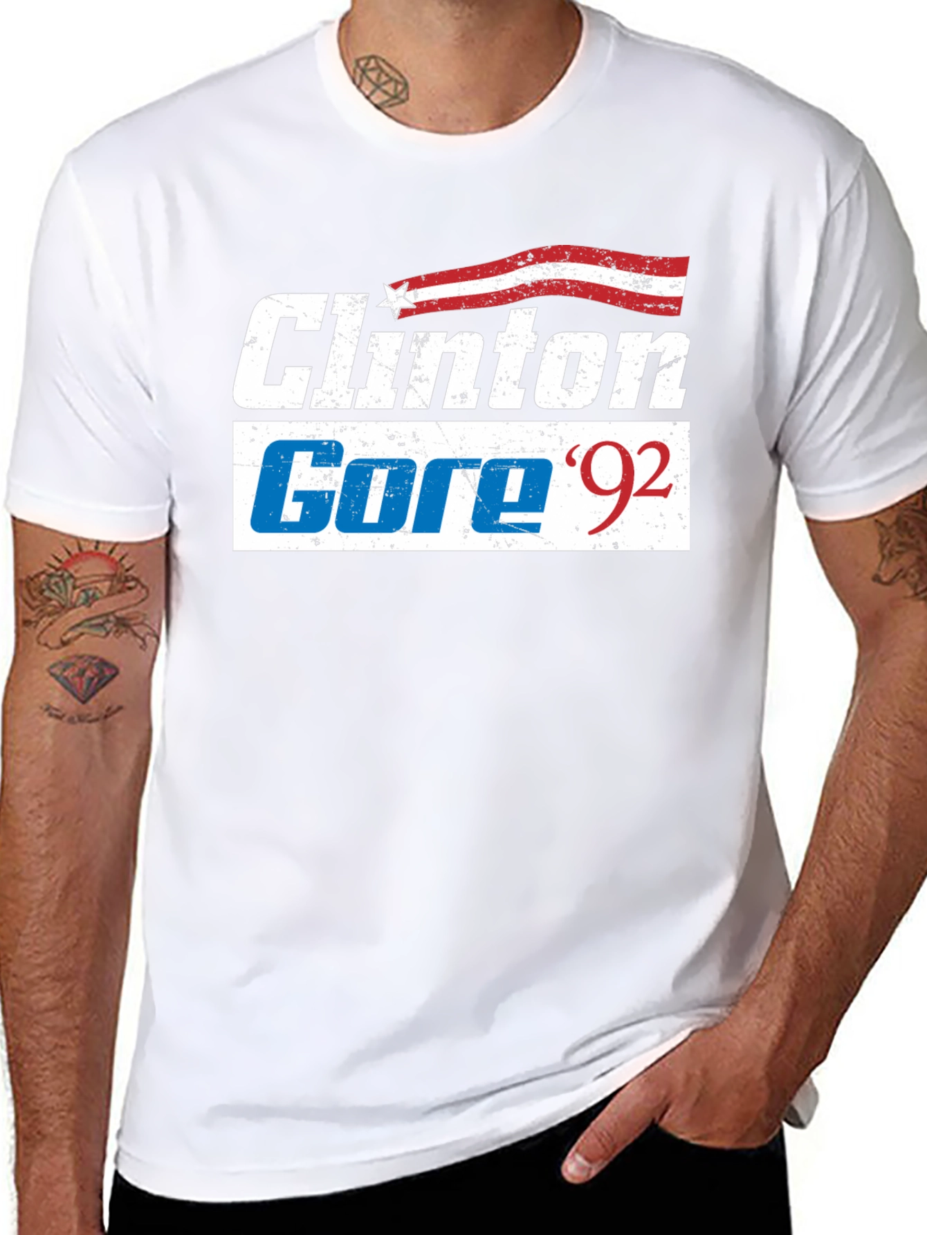 Black Clinton Gore '92 Retro T-Shirt view 8