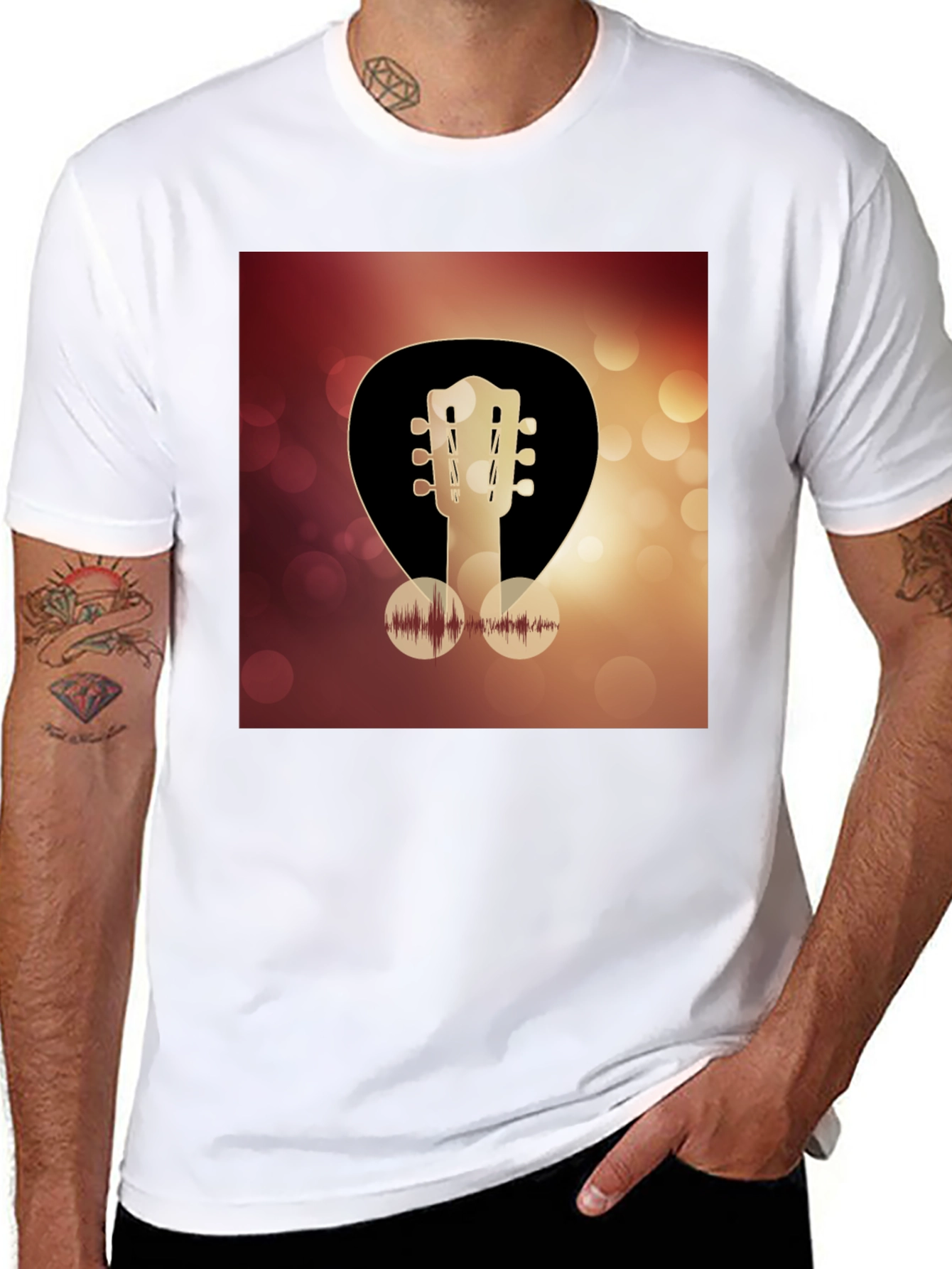 Black Guitar Headstock Graphic Tee - Music Lover T-Shirt view 8