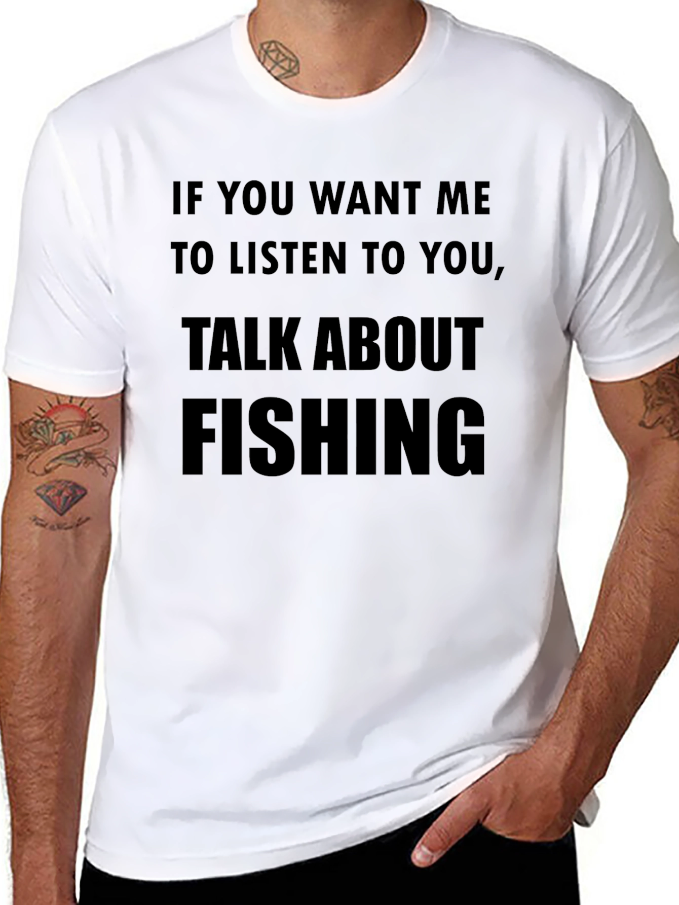 Black Fishing Talk Black T-Shirt - Mens Graphic Tee view 8