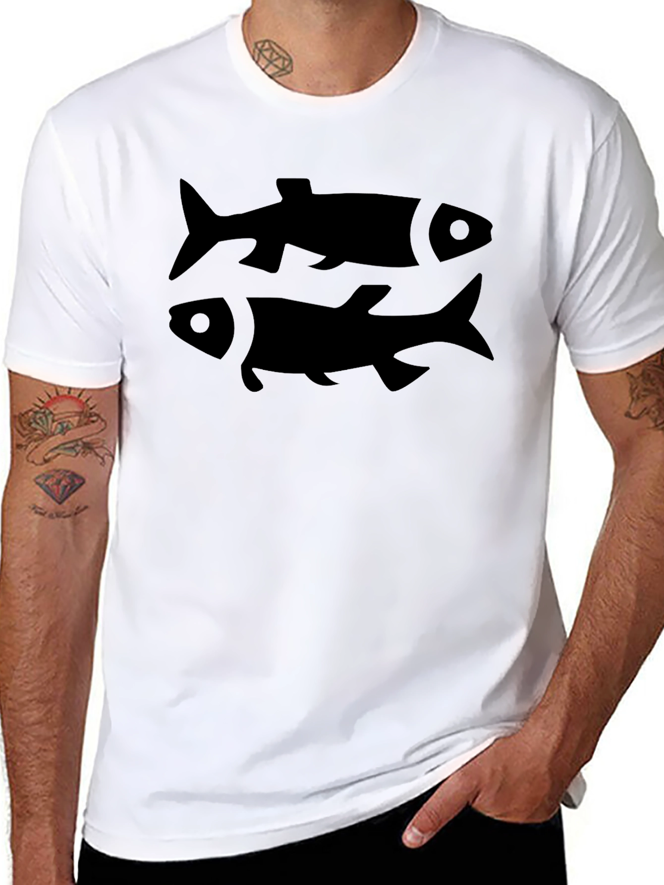 Black Black Fish Graphic Tee - Mens Minimalist Design T-Shirt view 8
