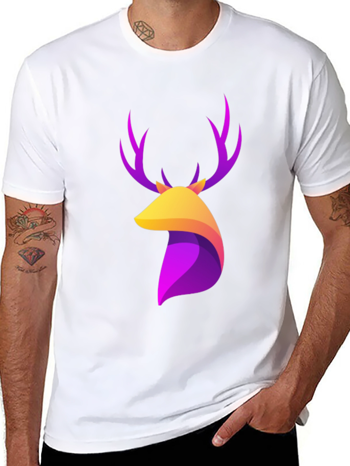 Black Stylish Deer Graphic T-Shirt - Modern Design view 8