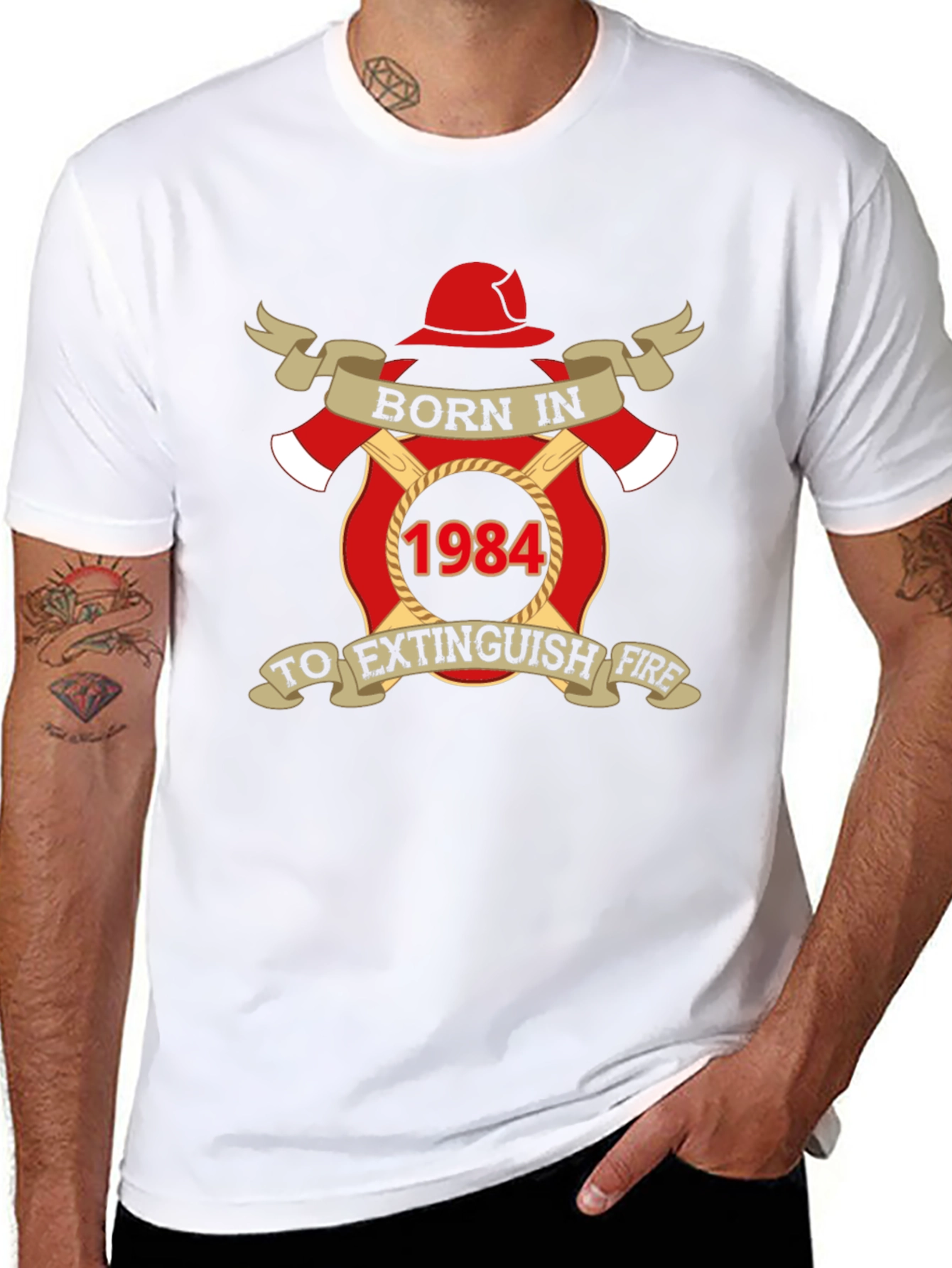 Black Born in 1984 Firefighter T-Shirt view 8