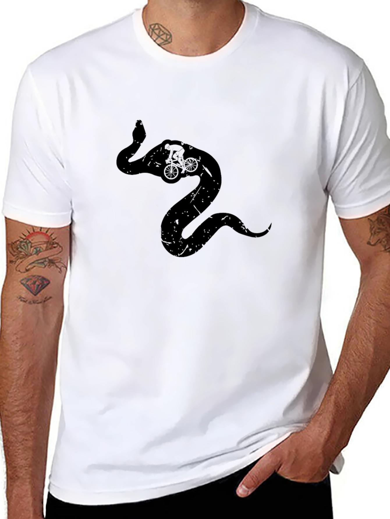 Black Snake Cyclist Graphic Tee - Men's Black T-Shirt view 8