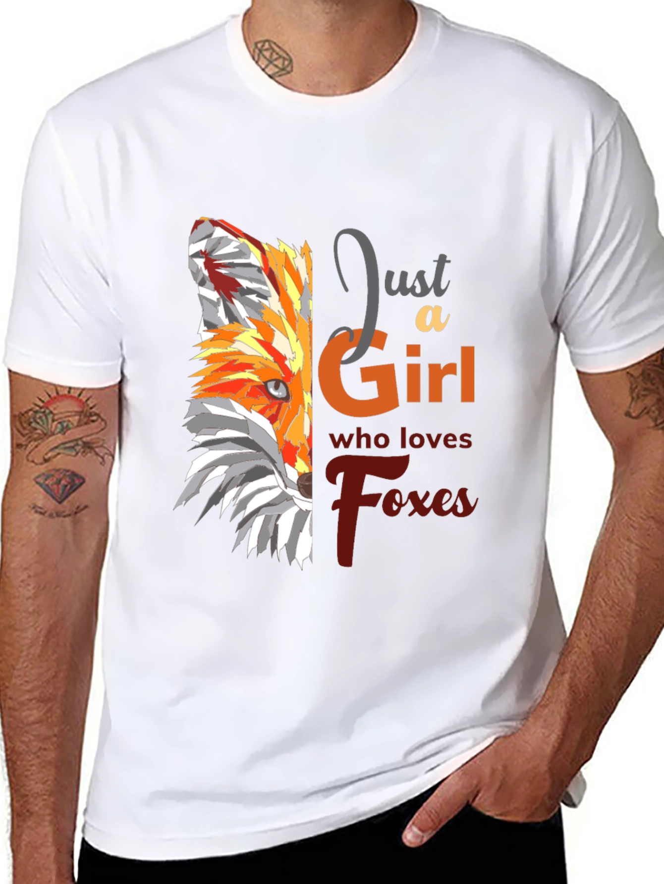Black Fox Lover T-Shirt - "Just a Girl Who Loves Foxes" view 8