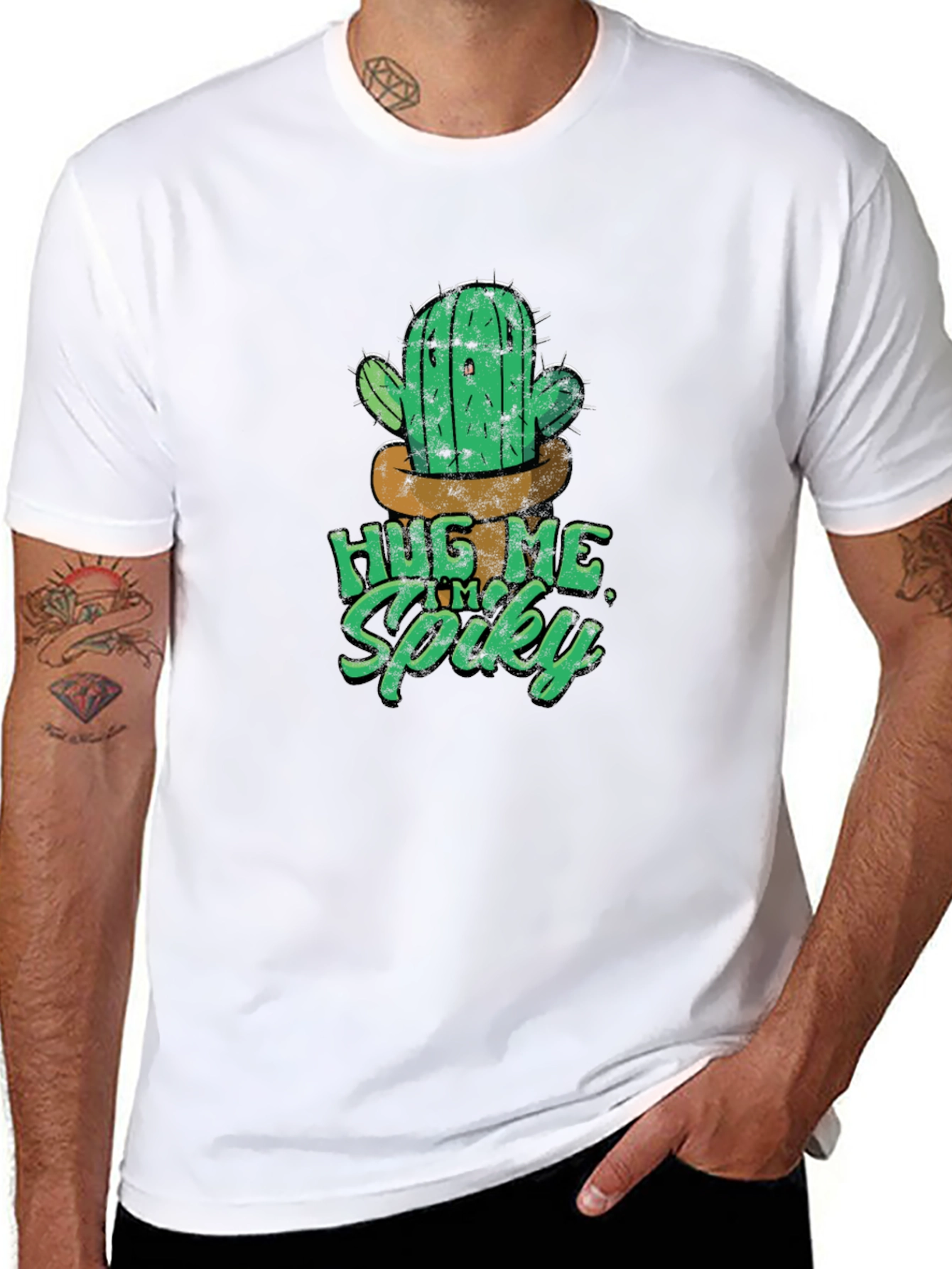 Black Hug Me I'm Spiky Cactus T-Shirt view 8