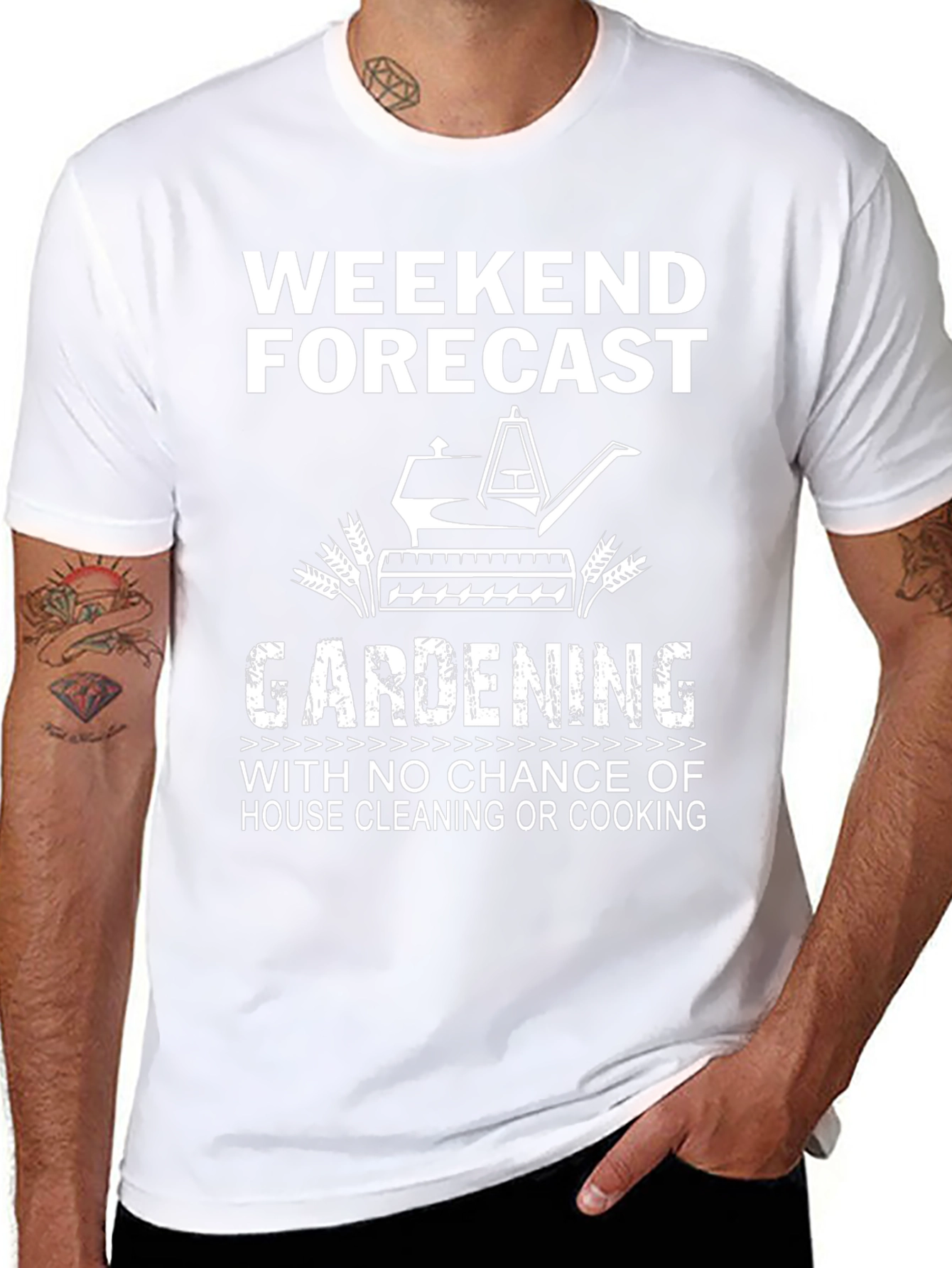 Black Gardening Weekend Forecast T-Shirt view 8