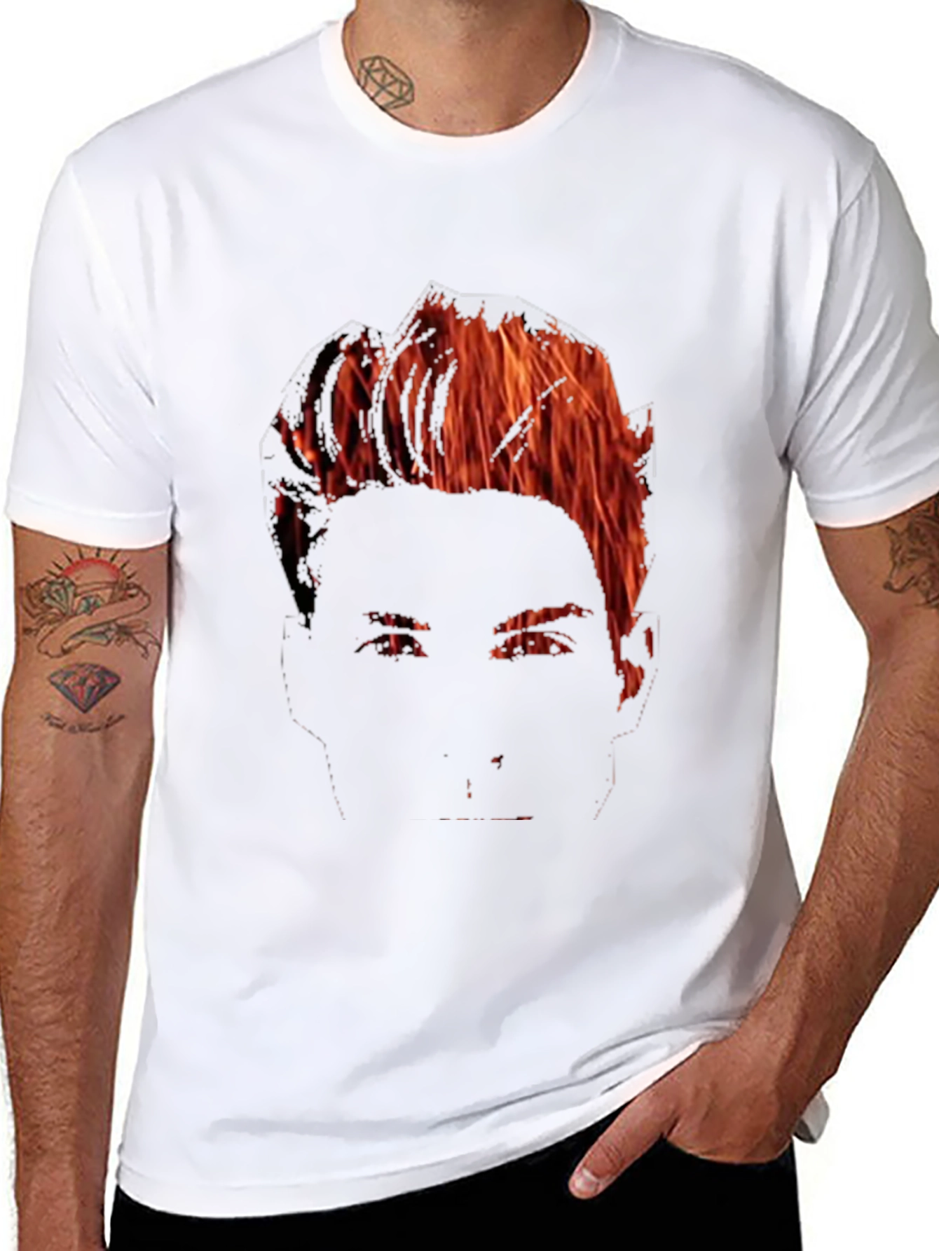 Black Fiery Face Graphic Tee - Bold Statement Shirt view 8