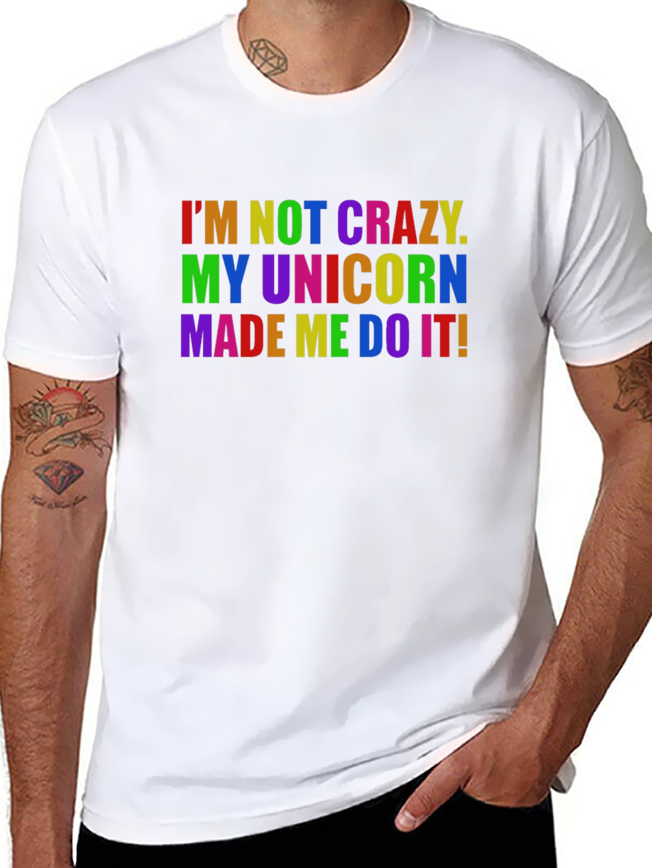 Black I'm Not Crazy, My Unicorn Made Me Do It! Graphic Tee view 8