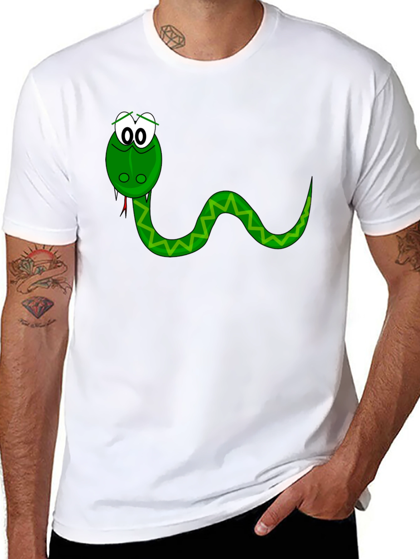 Black Cartoon Snake Graphic Tee - Black view 8