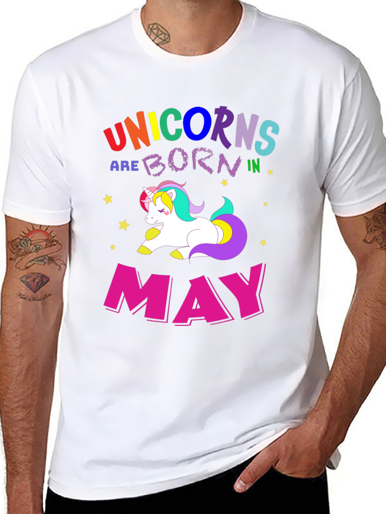 Black Unicorns Born in May T-Shirt view 8