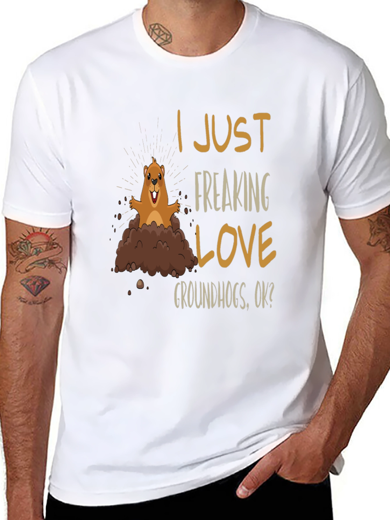 Black I Love Groundhogs T-Shirt - Unisex Black Tee view 8