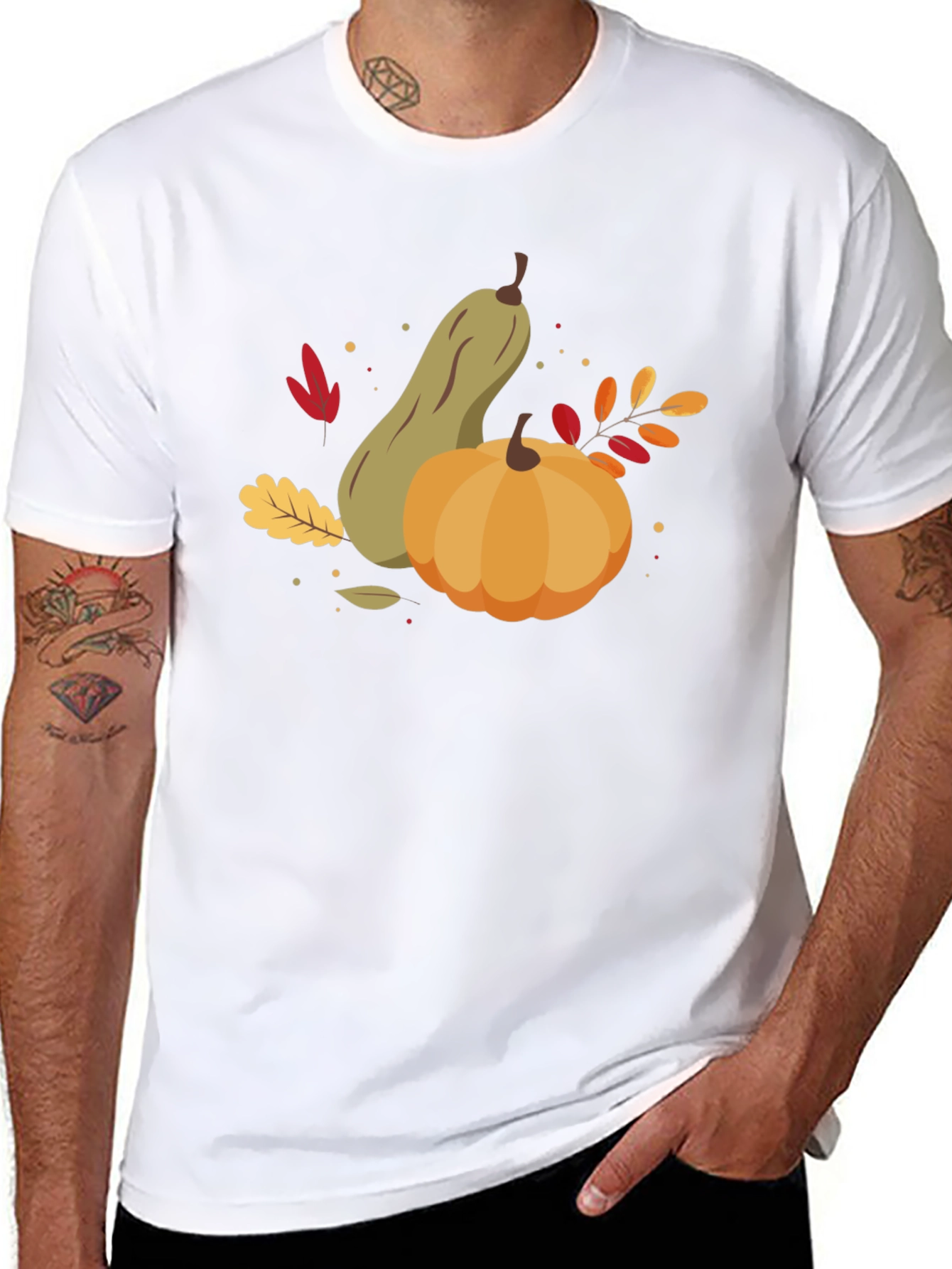Black Autumn Harvest Graphic Tee - Pumpkin & Squash Design view 8