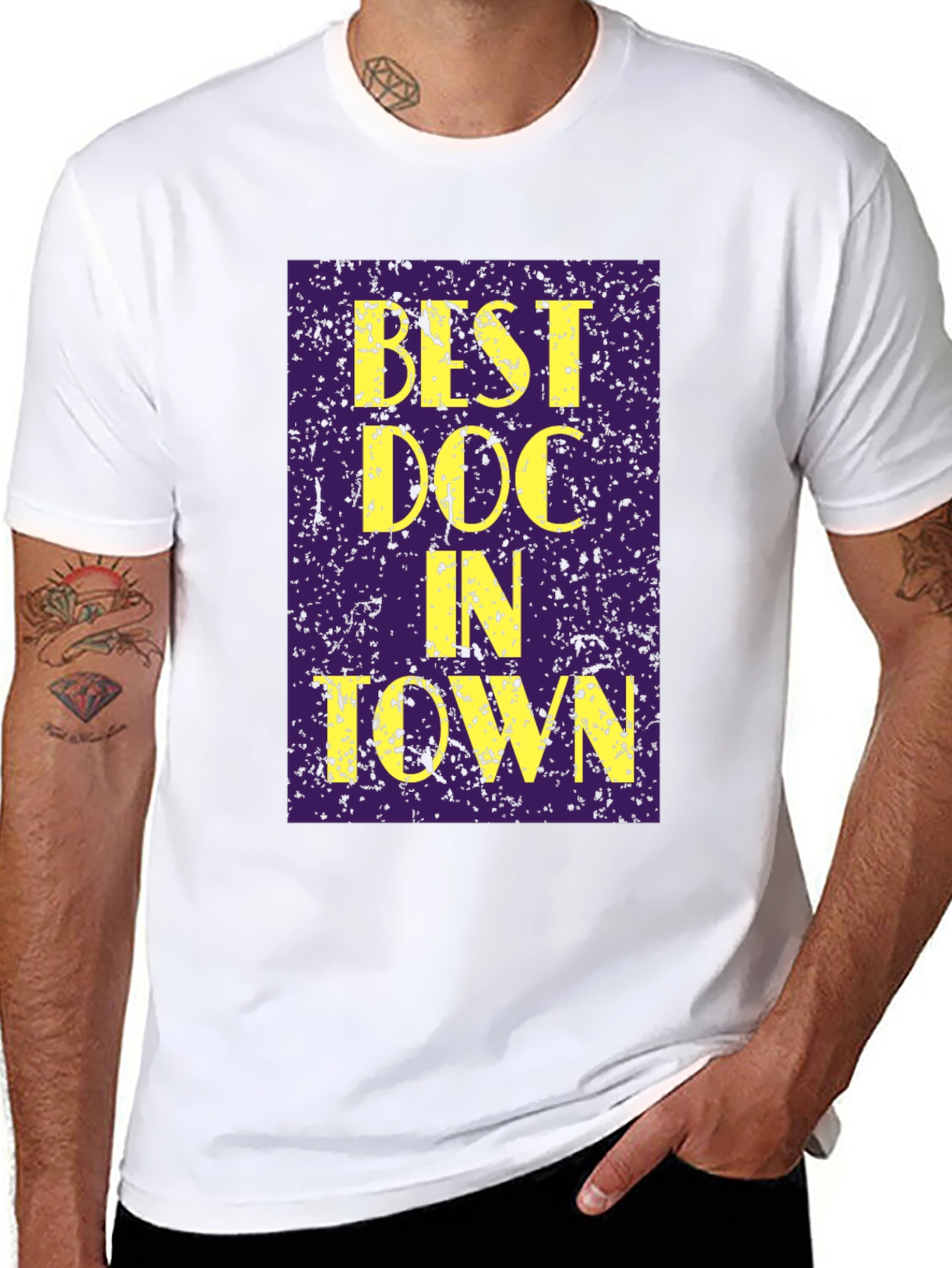 Black Best Doc In Town Graphic Tee - Novelty Doctor T-Shirt view 8