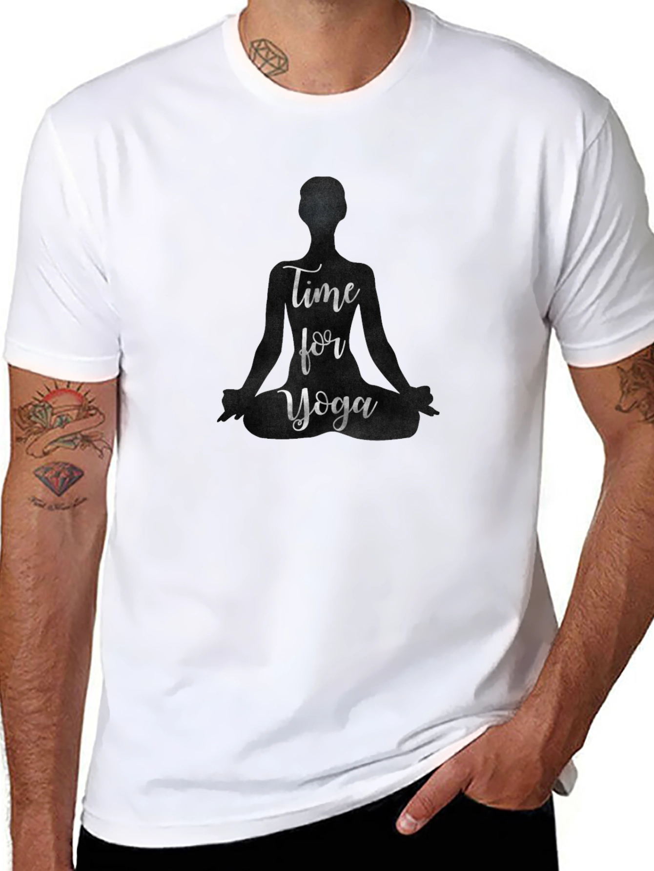 Black Time for Yoga Graphic Tee - Meditation T-Shirt view 8