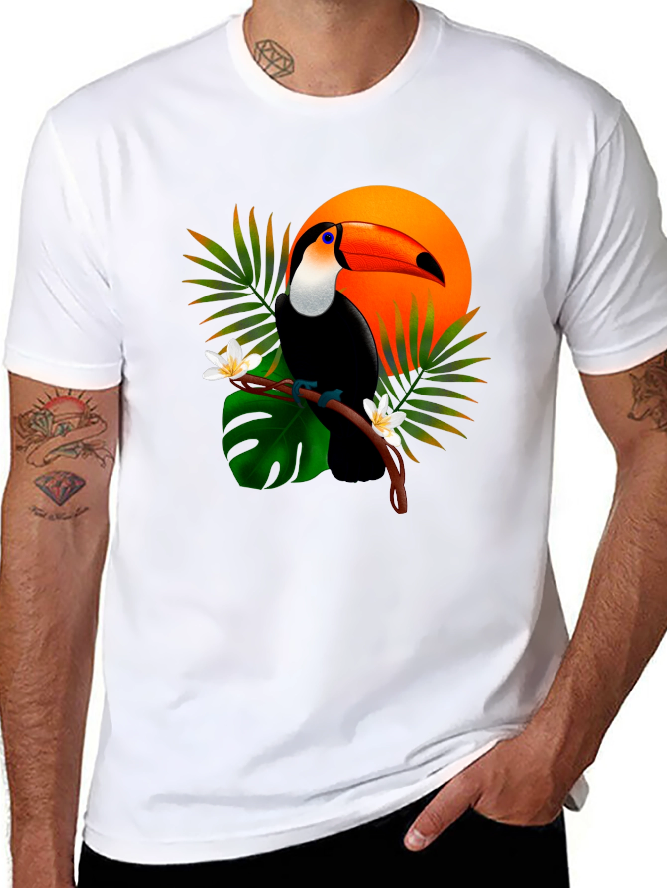 Black Tropical Toucan T-Shirt - Vibrant Graphic Tee view 8