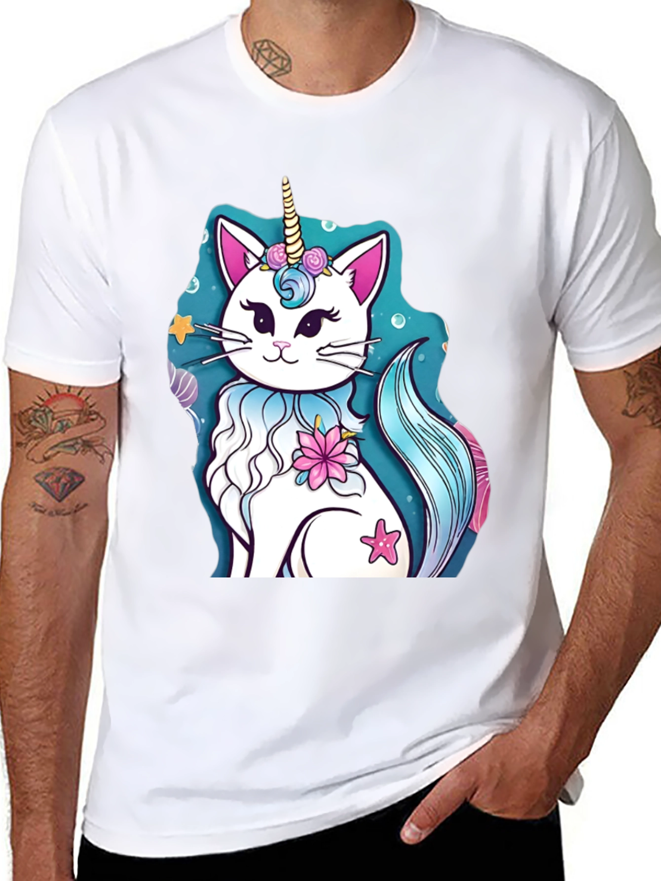 Black Unicat T-Shirt - Cat Unicorn Design view 8
