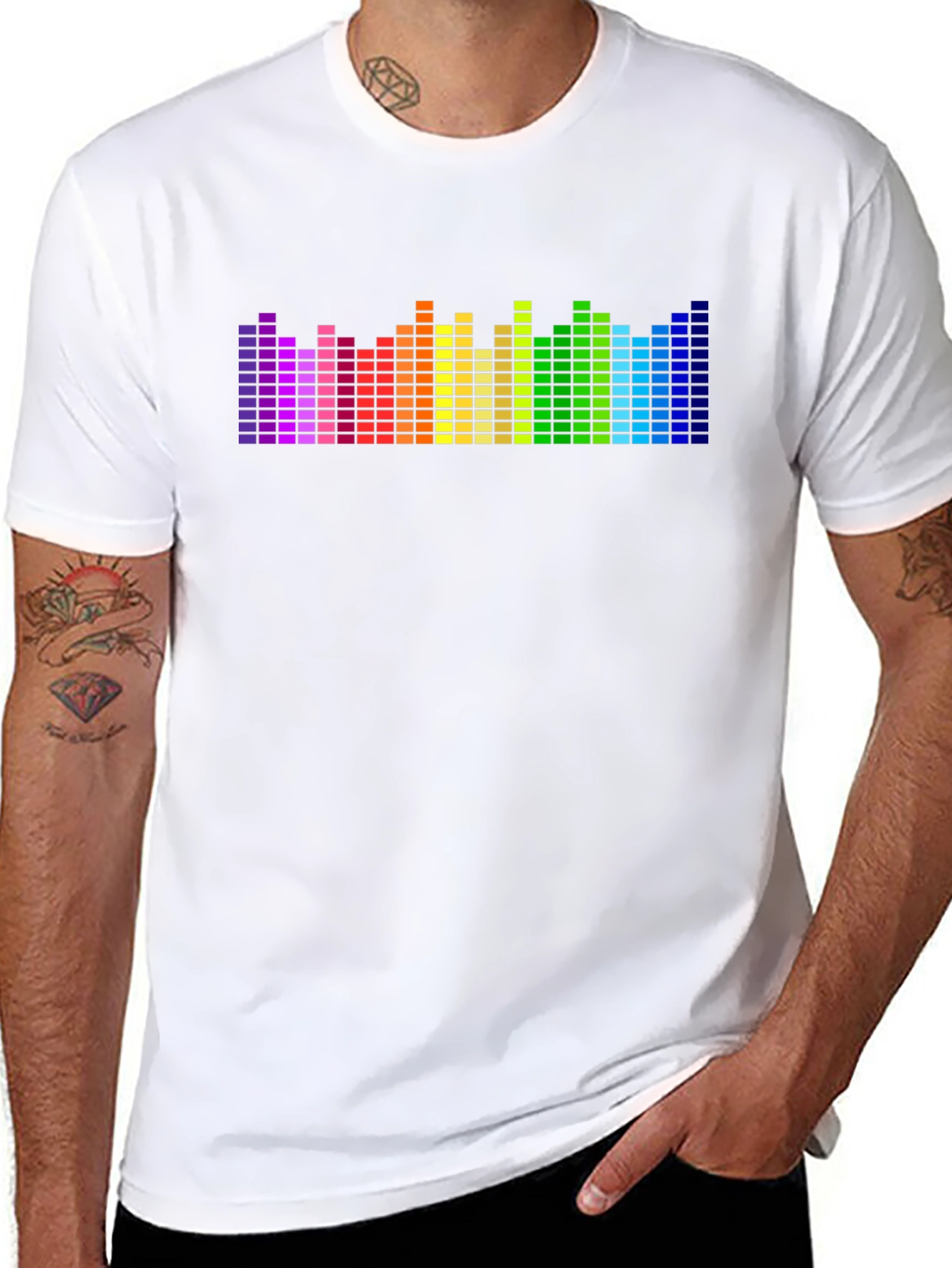 Black Rainbow Equalizer Graphic Tee - Black Cotton Blend view 8