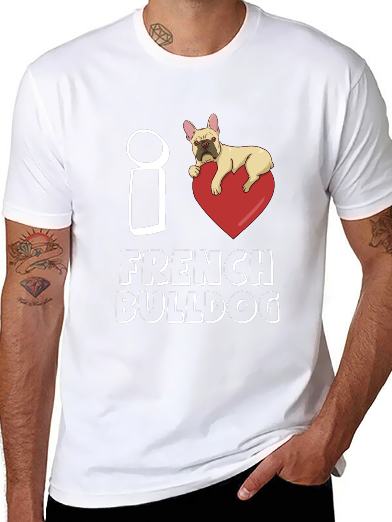 Black I Heart French Bulldog Graphic Tee - Black view 8