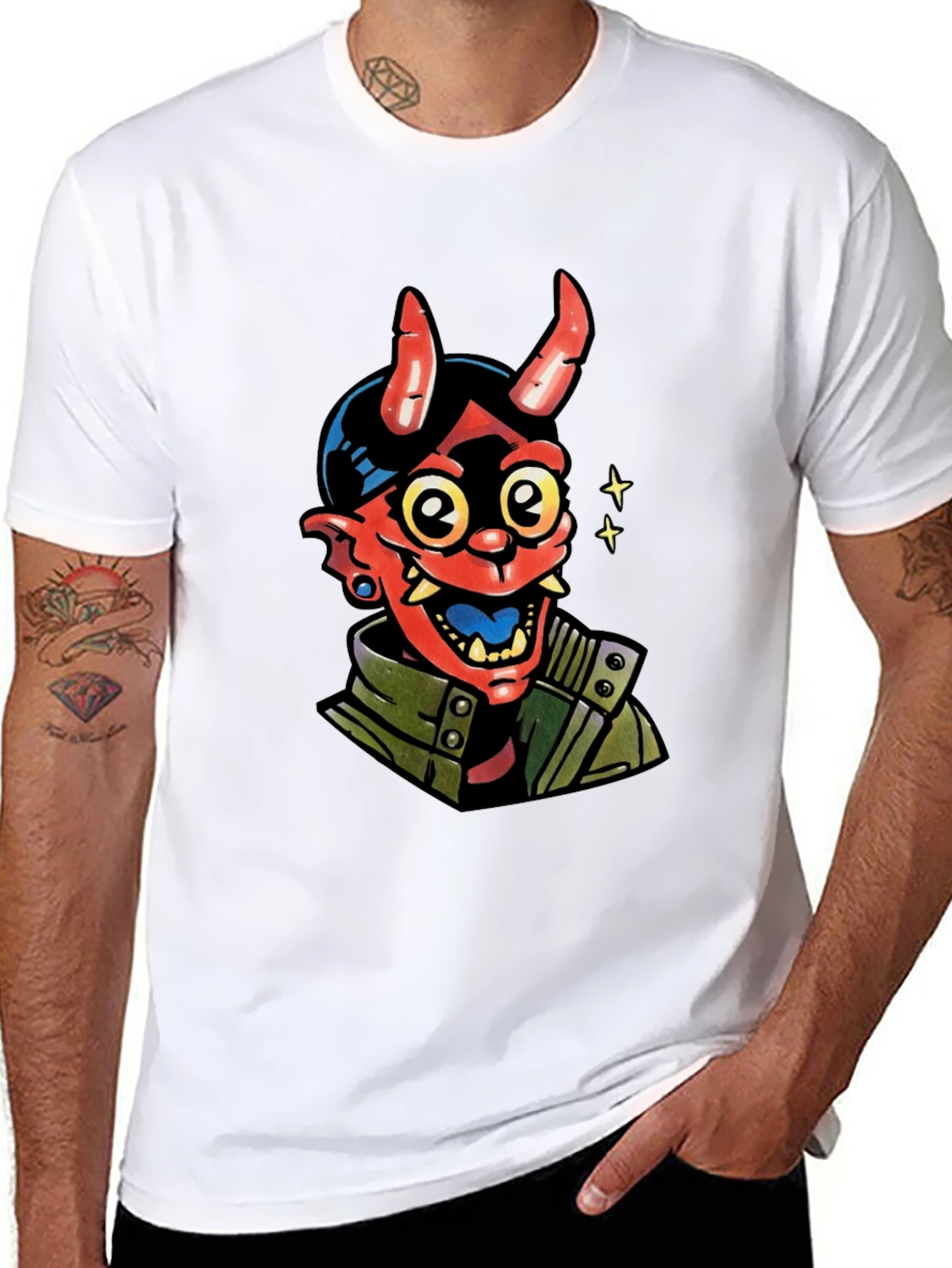 Black Devil Graphic Print Black T-Shirt view 8