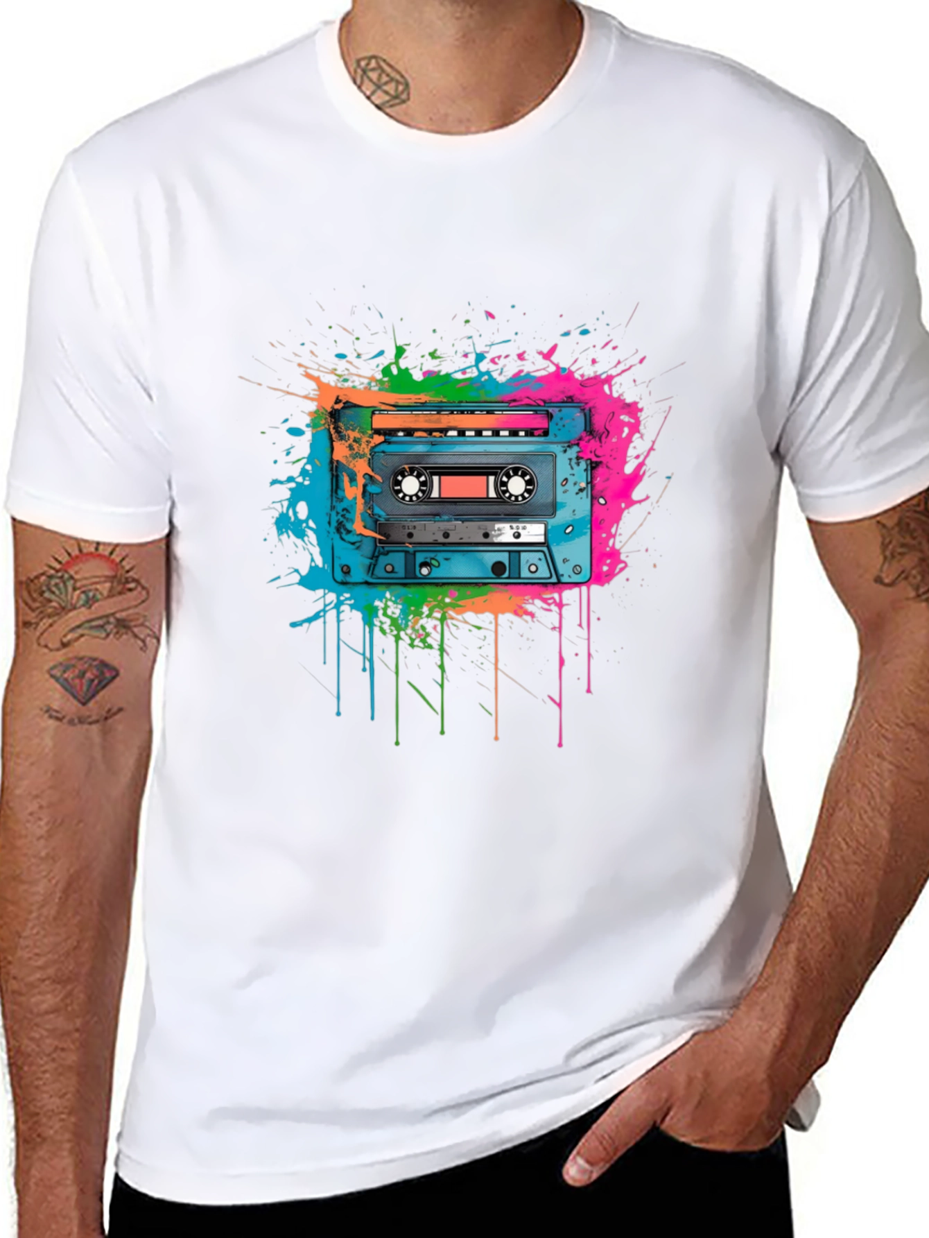Black Retro Cassette Tape Graphic Tee view 8