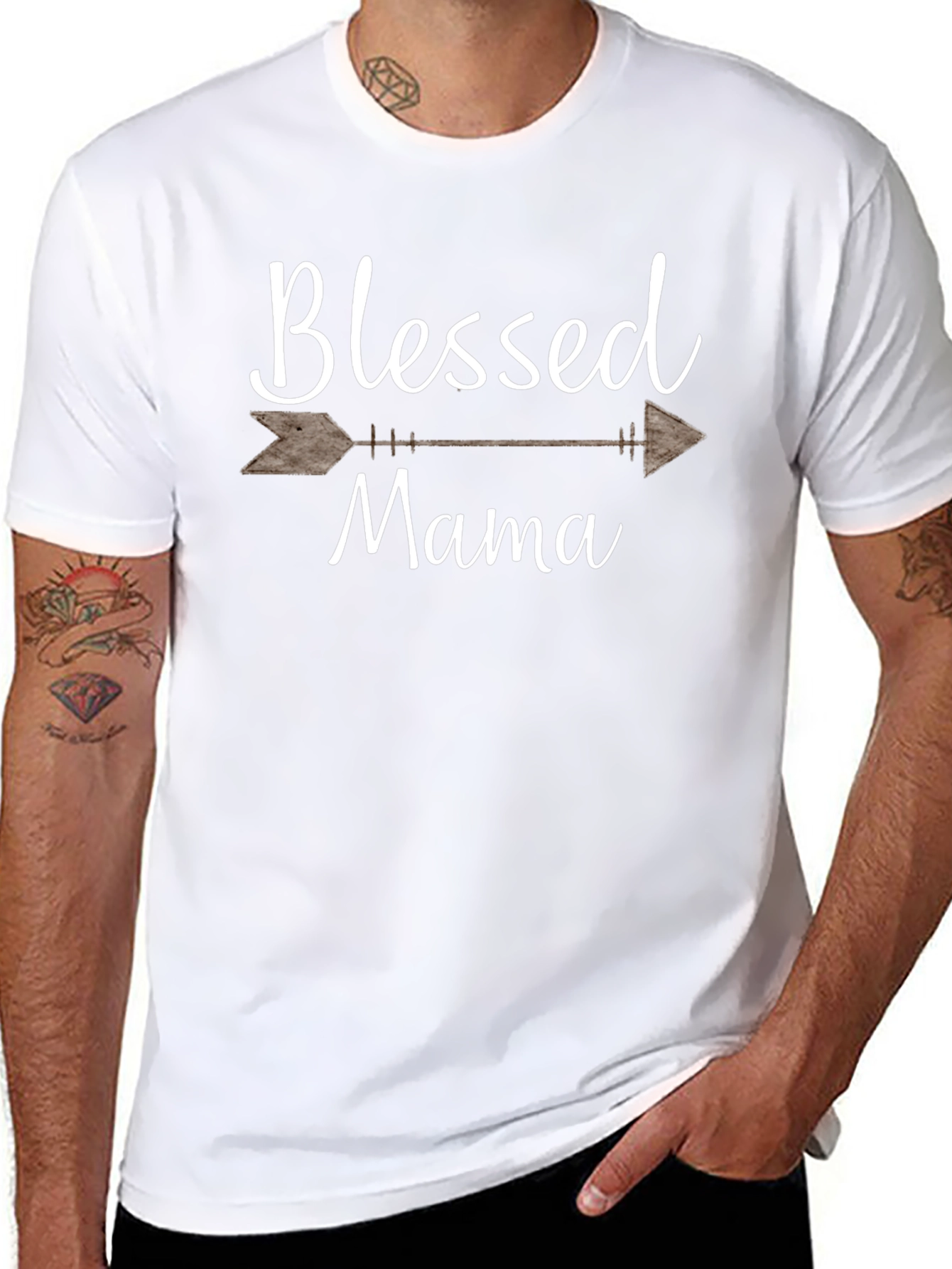 Black Blessed Mama Arrow Graphic T-Shirt view 8