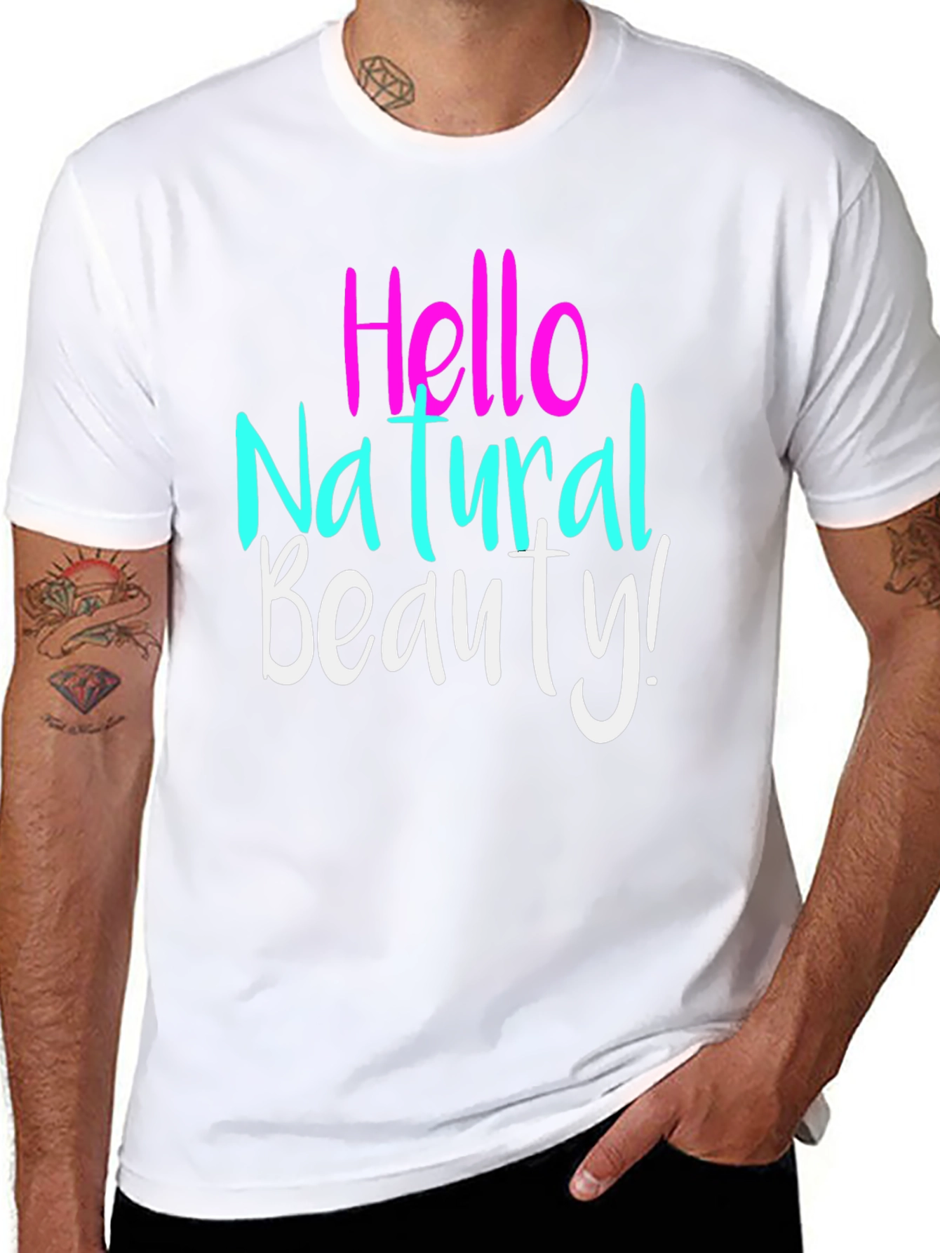 Black Hello Natural Beauty T-Shirt - Stylish Casual Tee view 8