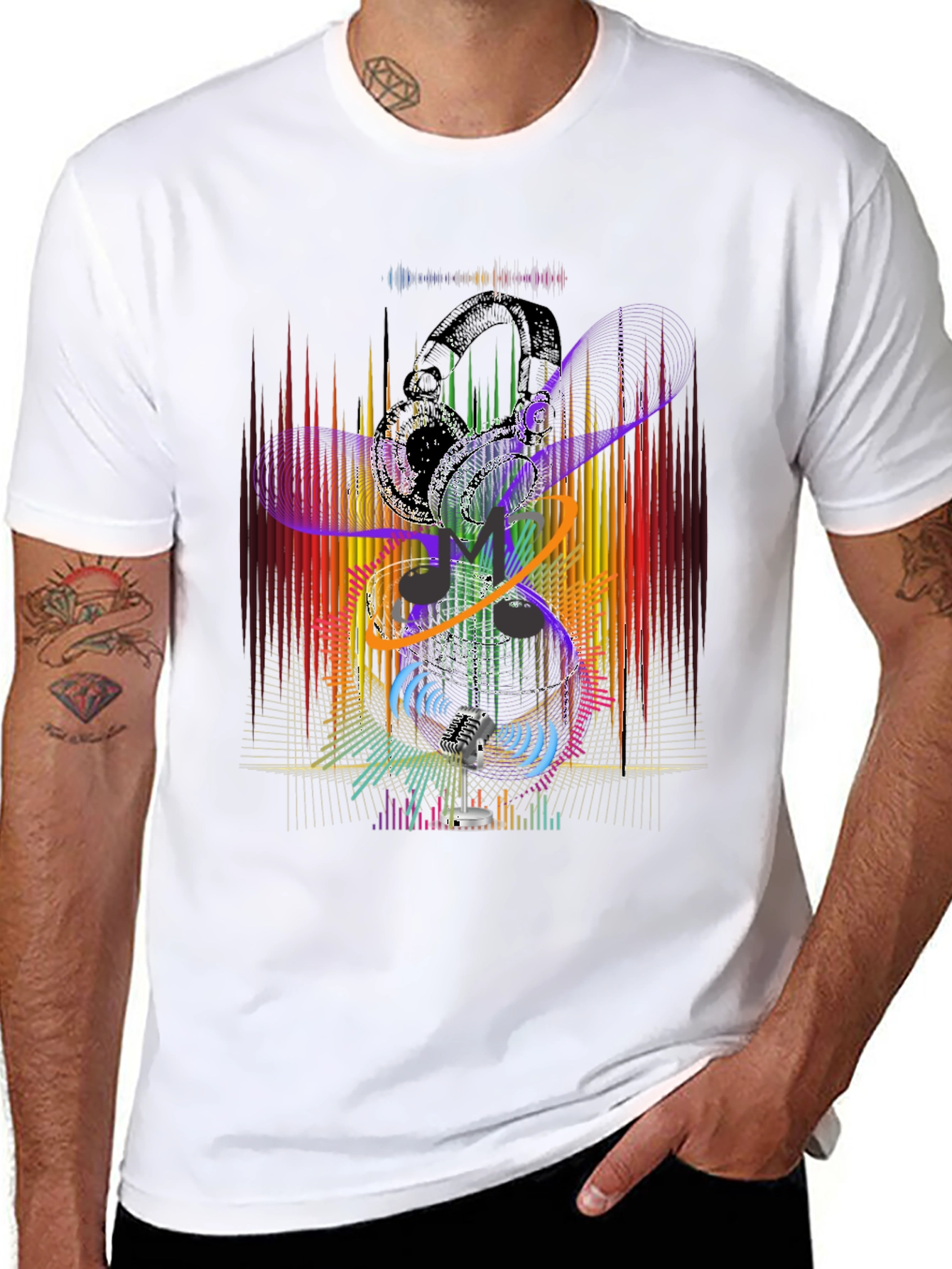 Black Abstract Music Graphic Black T-Shirt view 8