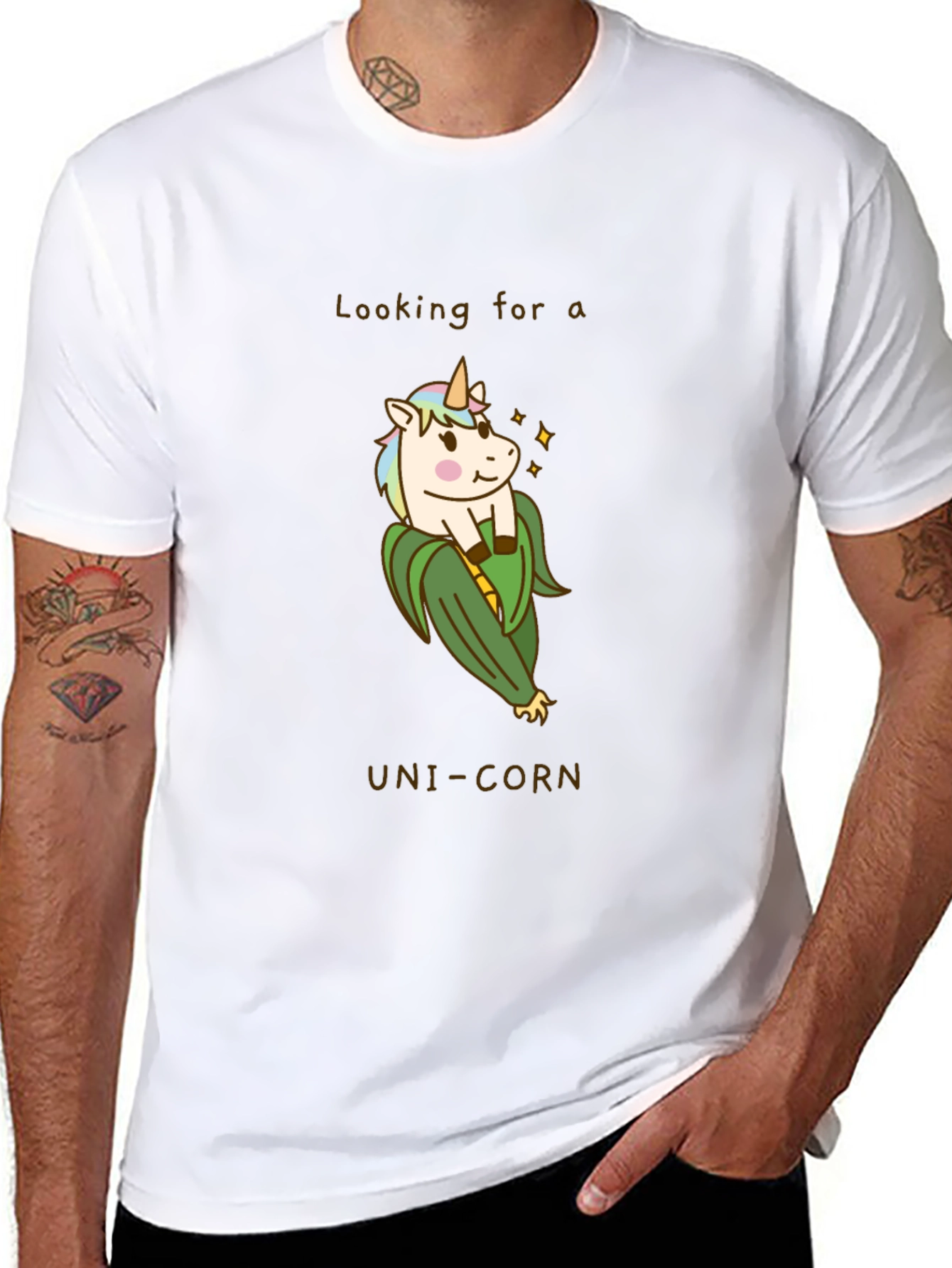 Black Uni-Corn T-Shirt - Funny Unicorn Corn Pun Tee view 8
