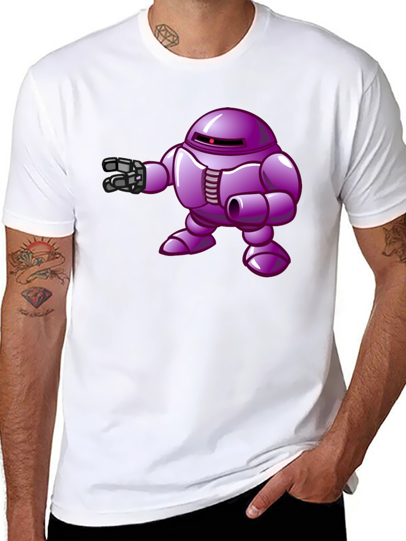Black Purple Robot Graphic T-Shirt view 8