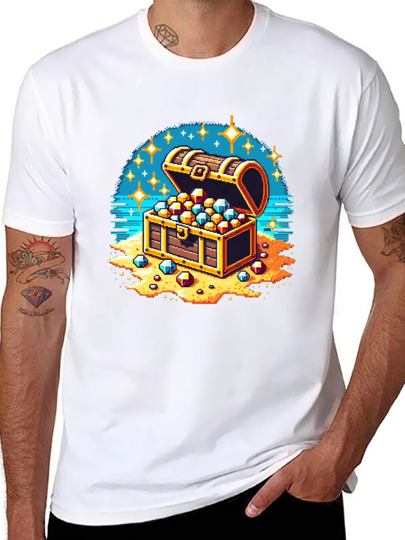 Black Pixel Treasure Chest T-Shirt view 8