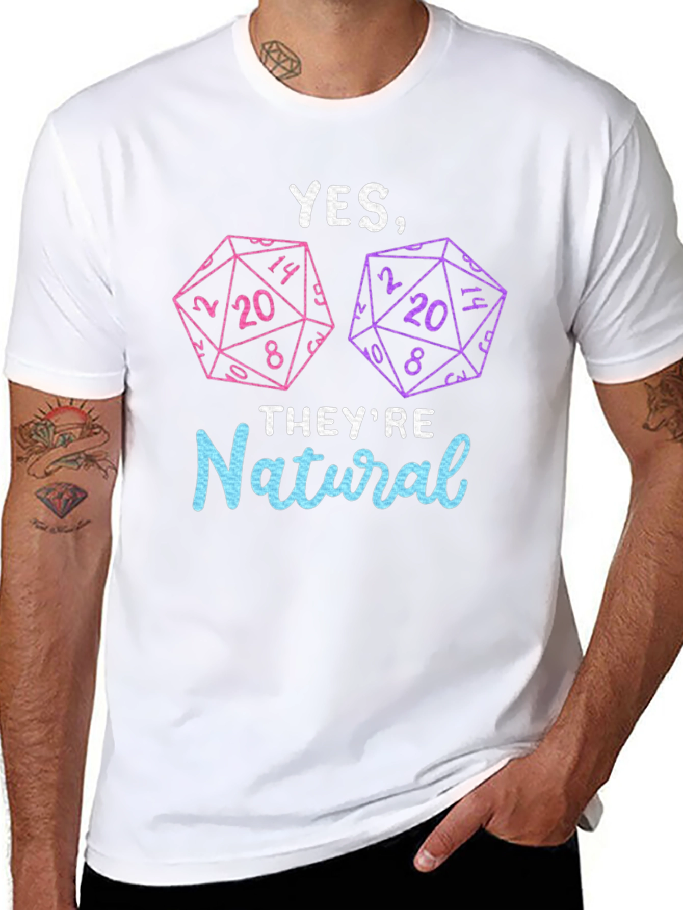 Black Natural 20 Dice T-Shirt | Dungeons and Dragons view 8