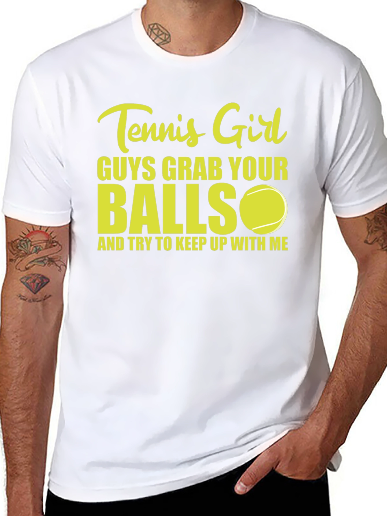 Black Tennis Girl T-Shirt: Guys Grab Your Balls! view 8