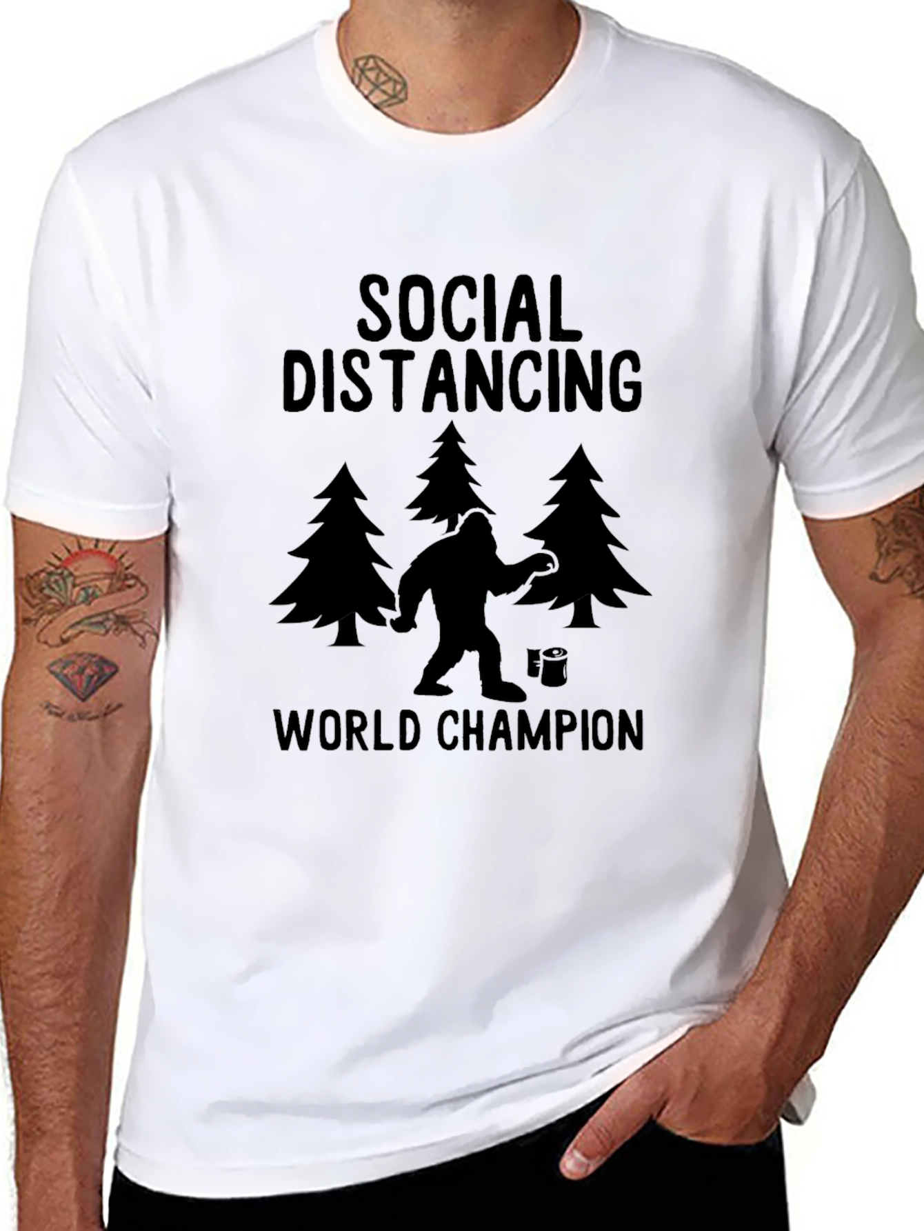 Black Social Distancing World Champion T-Shirt view 8