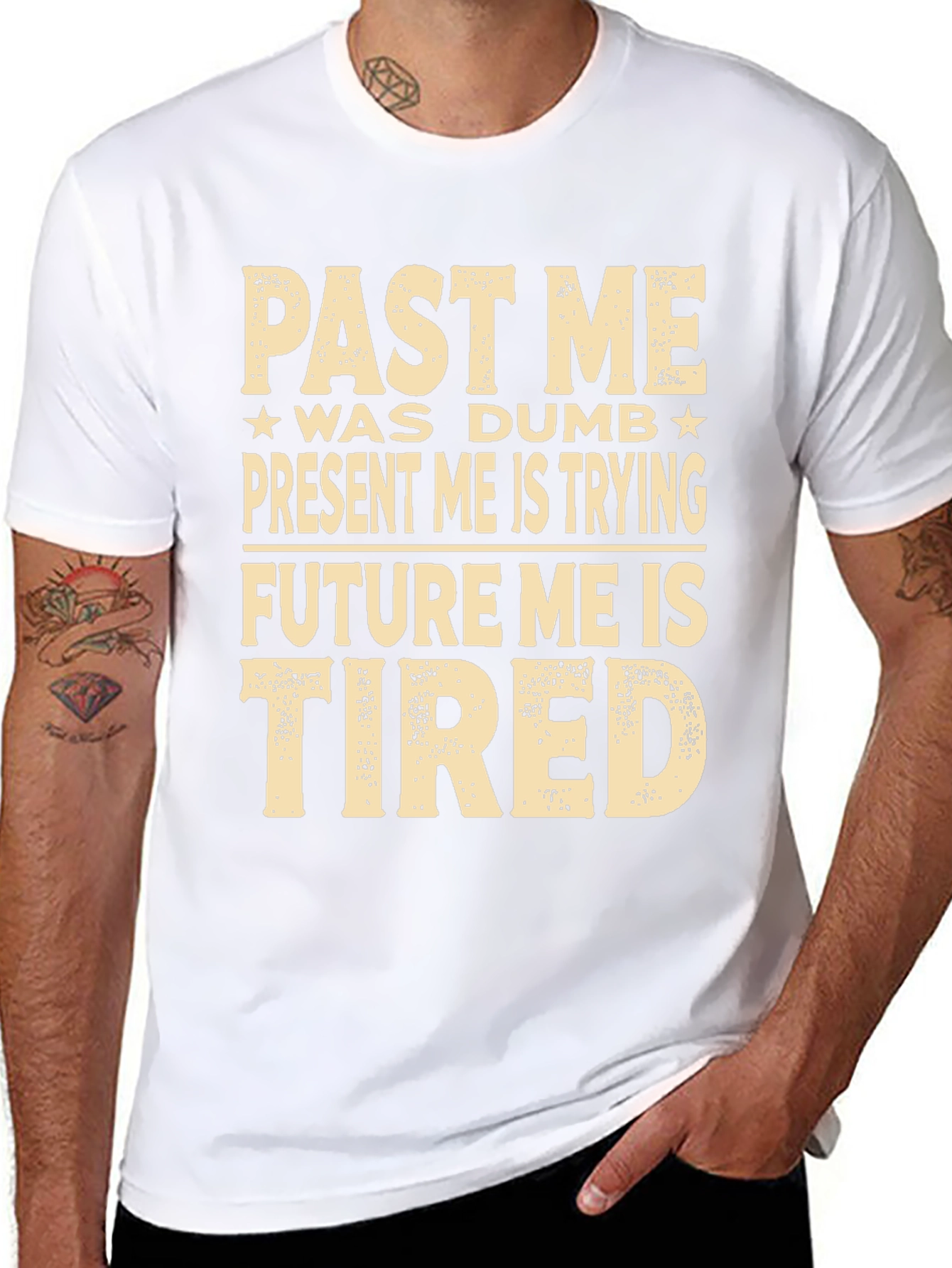 Black Funny Past, Present, Future Me Graphic T-Shirt view 8