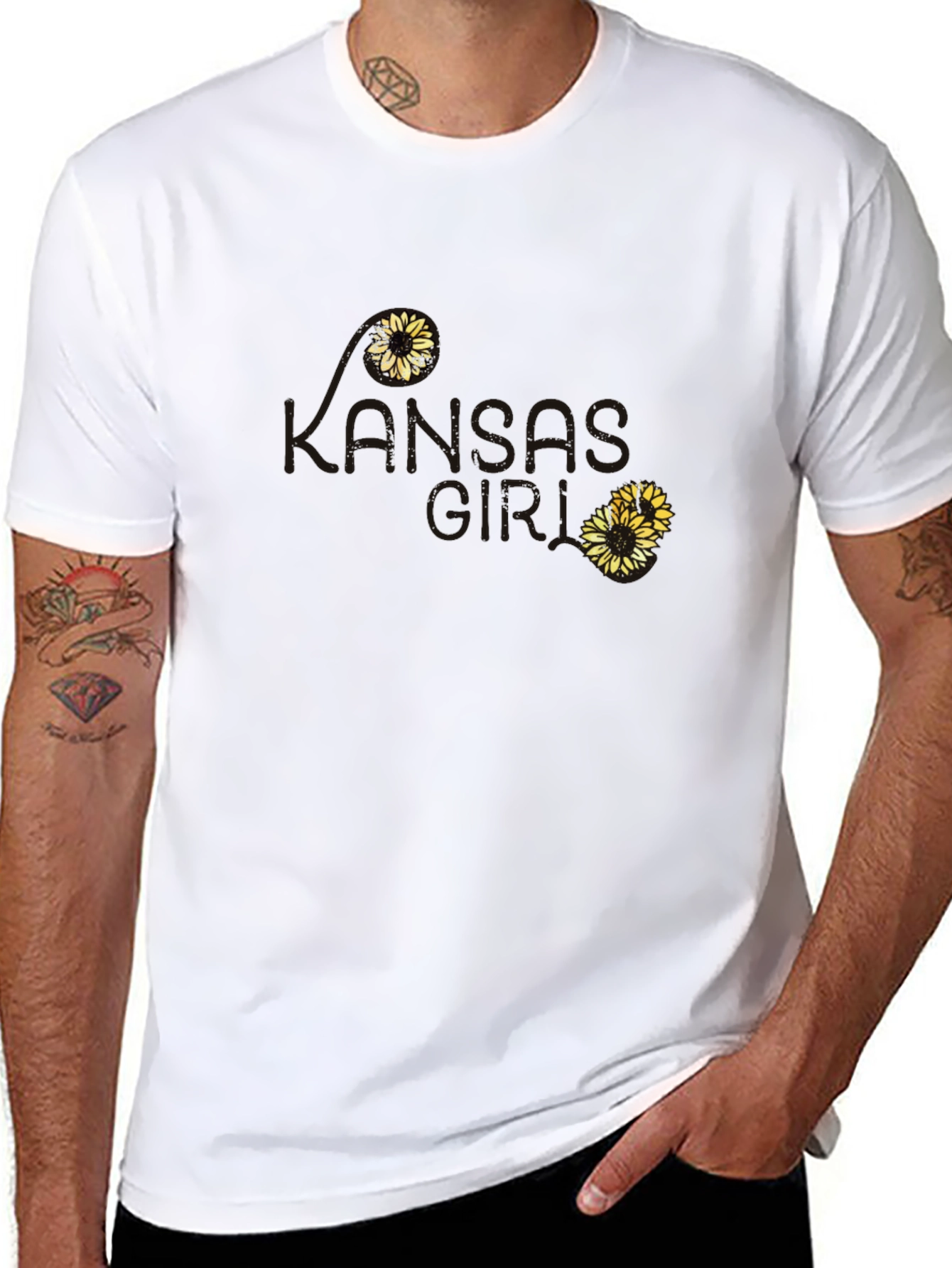 Black Kansas Love Sunflower T-Shirt - Soft Black Cotton Tee view 8