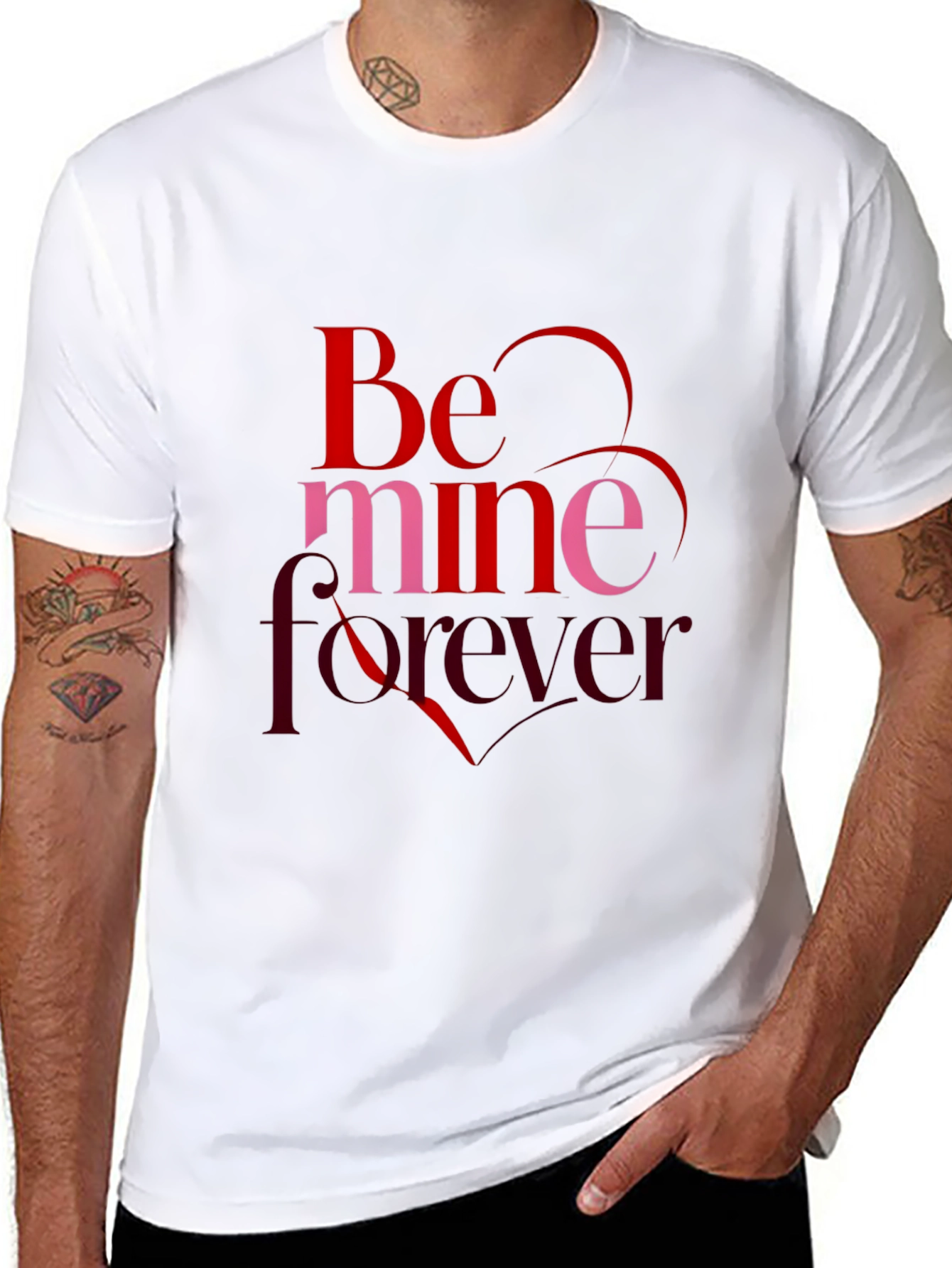 Black Be Mine Forever Valentine's Day Black T-Shirt view 8