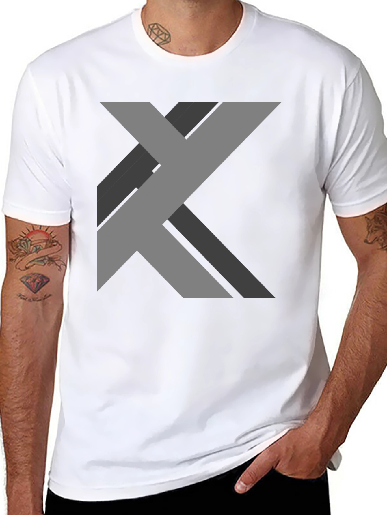 Black Modern Abstract Graphic T-Shirt - Black view 8