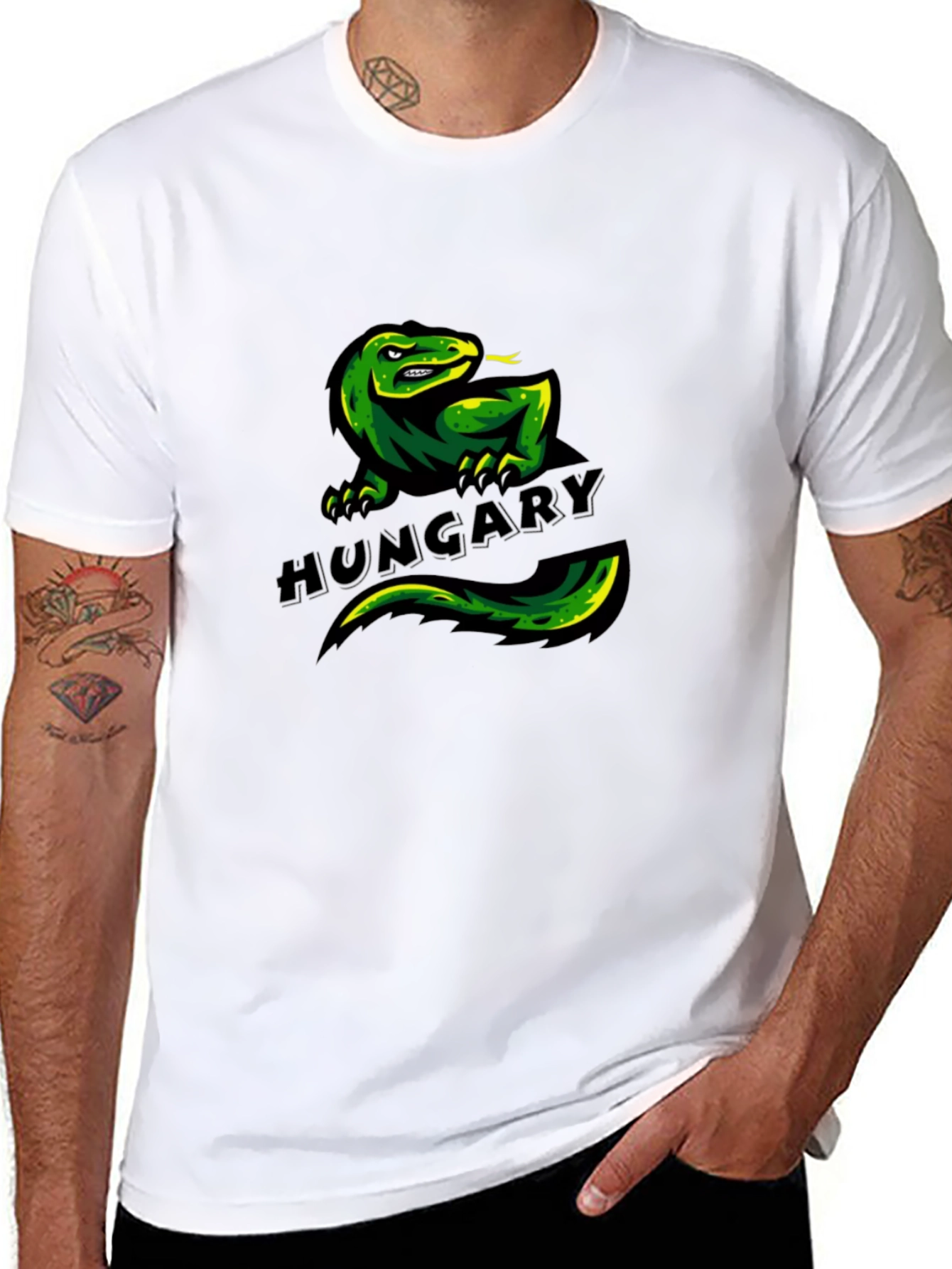Black Hungary Lizard Graphic T-Shirt - Unique Design view 8