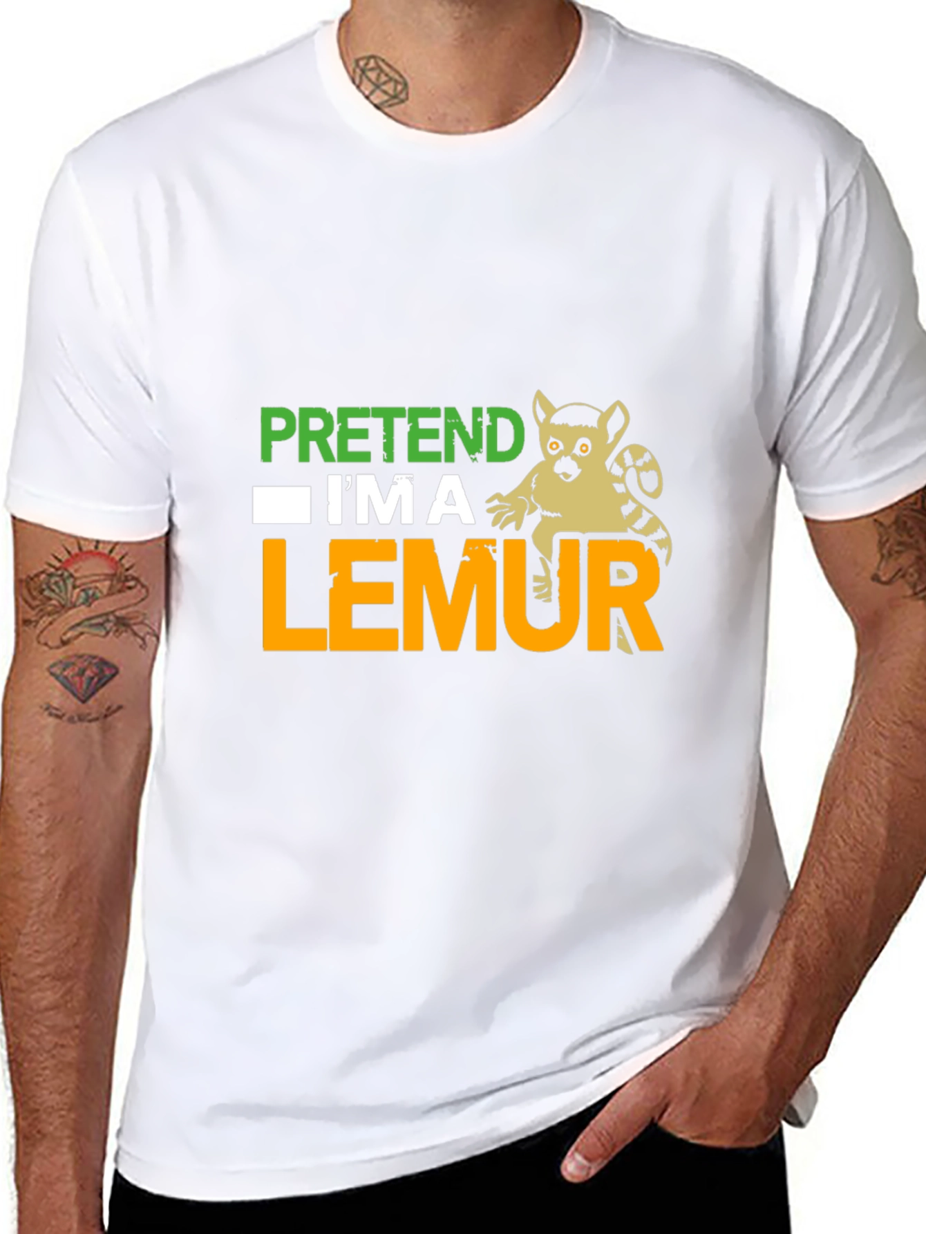 Black Pretend I'm A Lemur Funny Graphic T-Shirt view 8