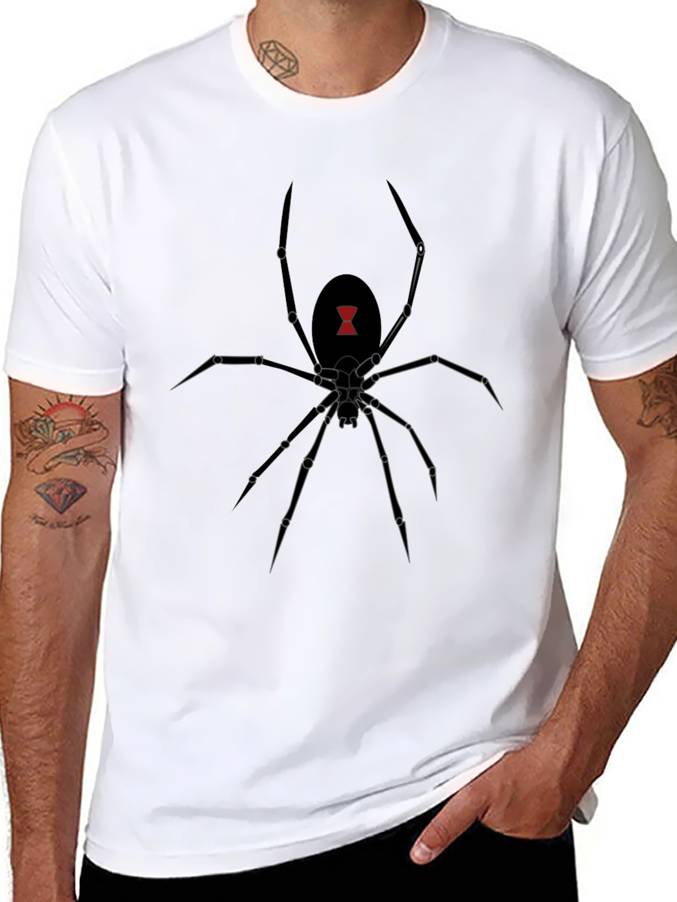 Black Black Widow Spider Graphic Tee - Men's Black T-Shirt view 8