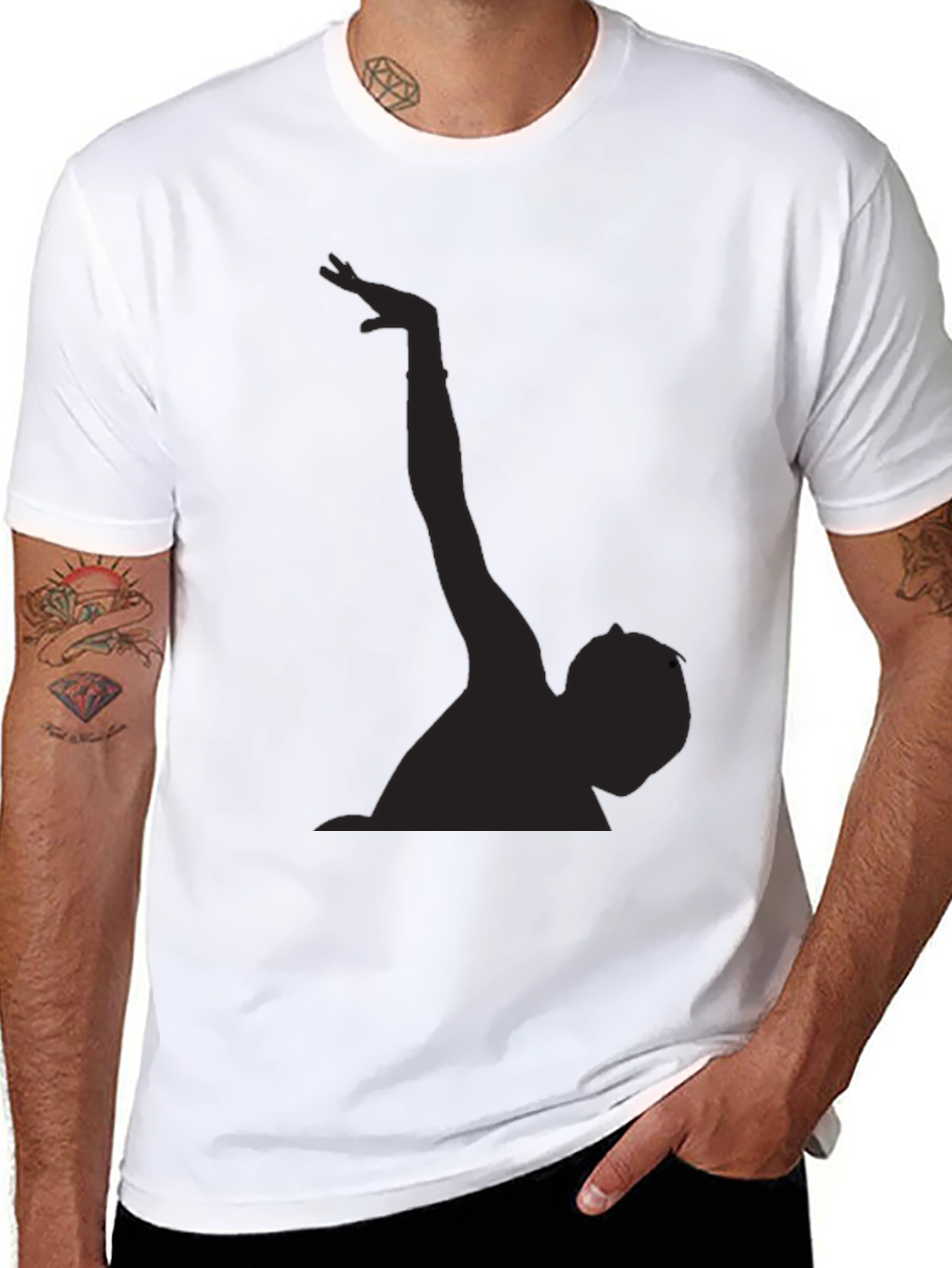 Black Silhouette Graphic Tee - Black Cotton Blend view 8