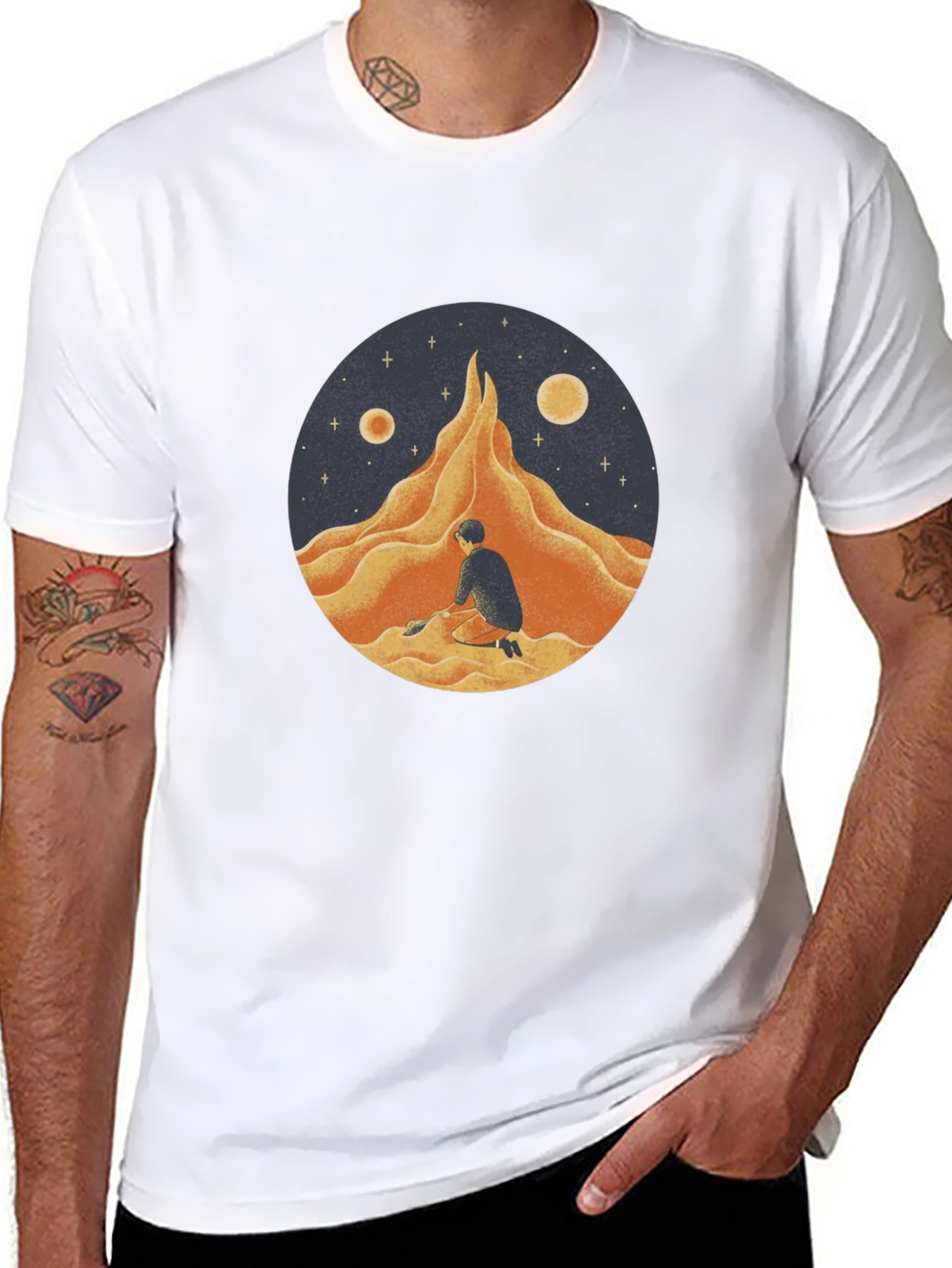 Black Lunar Dreamscape Graphic Tee view 8
