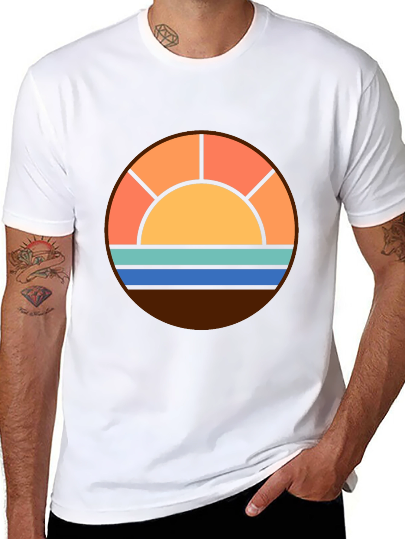 Black Retro Sunset Graphic Tee - Beach Vibes Shirt view 8