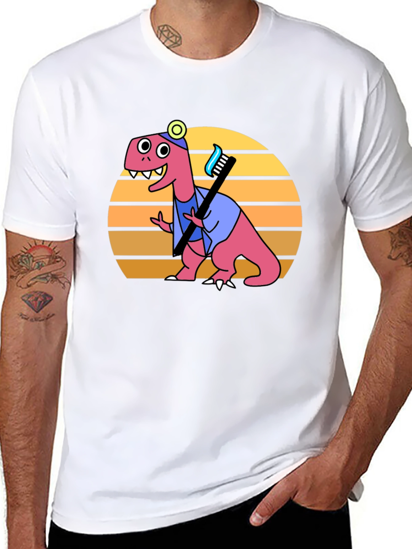 Black Dino Dentist T-Shirt - Novelty Graphic Tee view 8