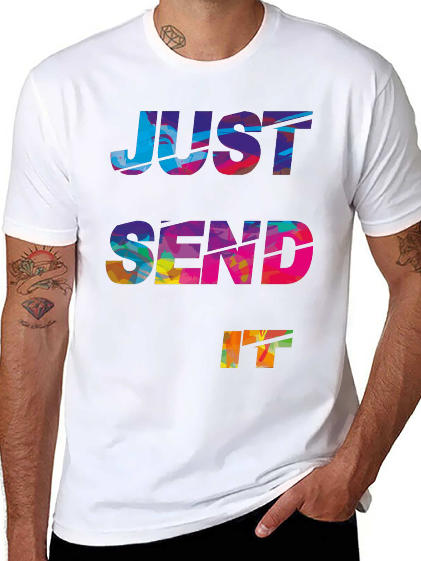 Black Just Send It Graphic Tee - Bold Multicolor Design view 8