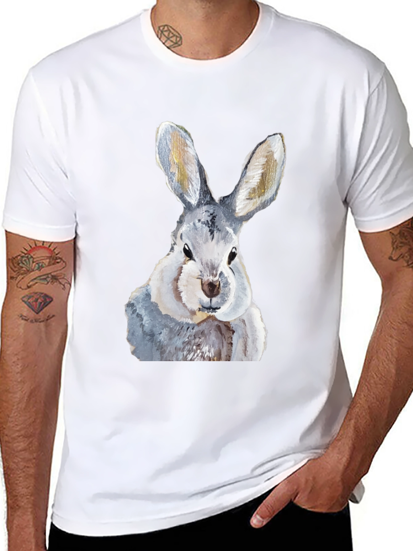 Hare T-Shirt: Soft Black Cotton Bunny Graphic Tee - 8