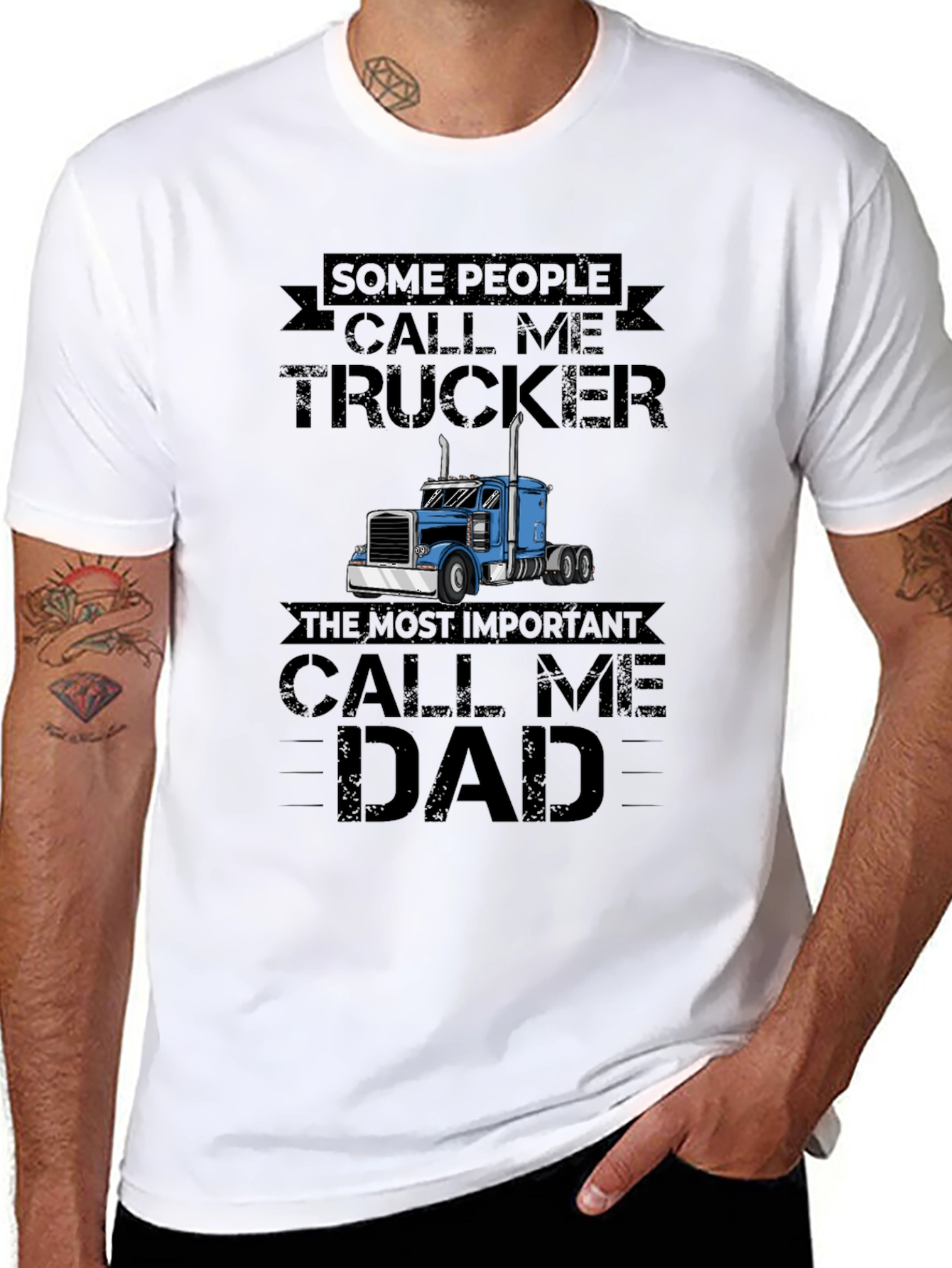 Black Trucker Dad Graphic Tee - Black view 8