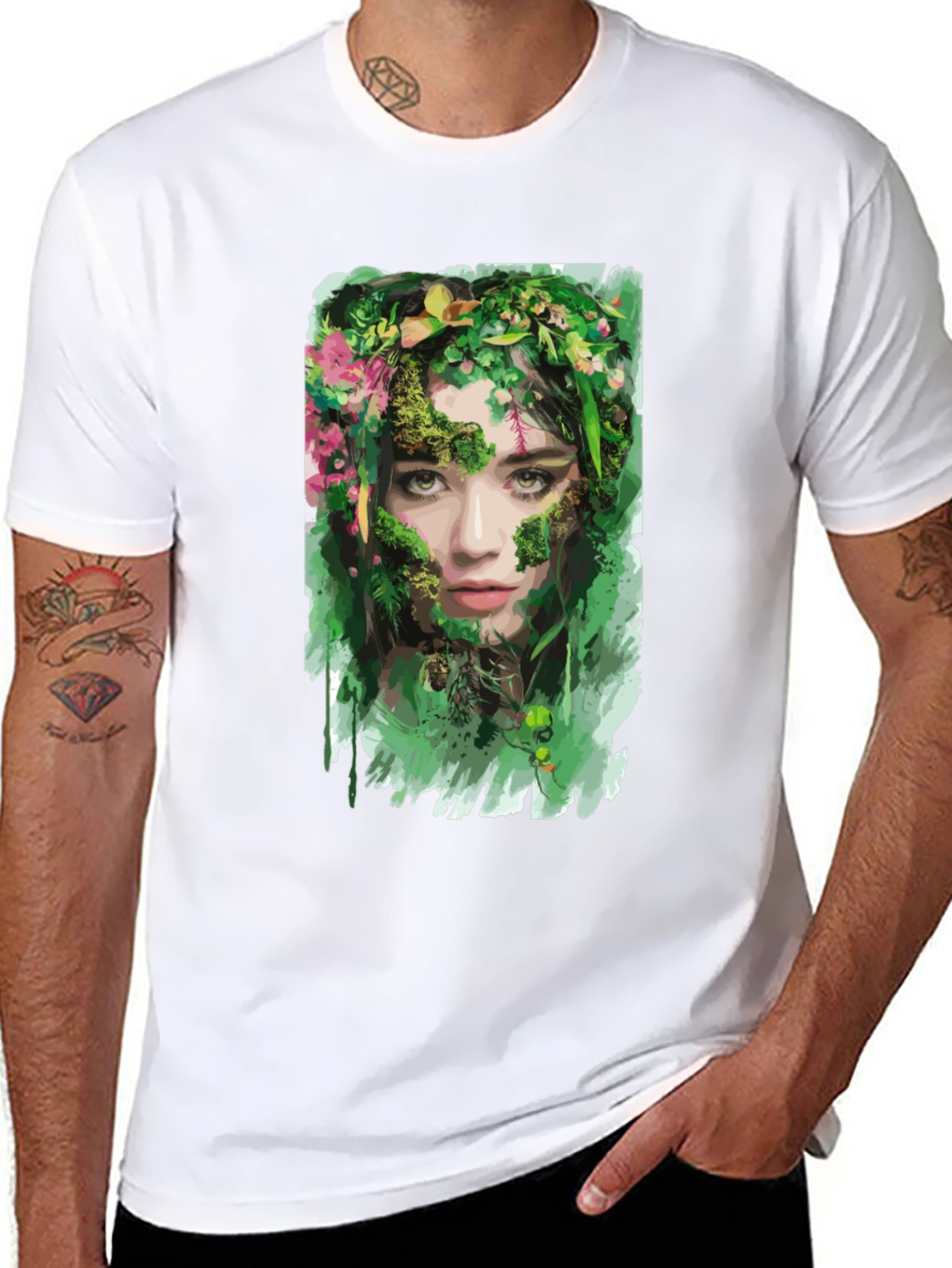 Black Nature Goddess Graphic T-Shirt - Black view 8