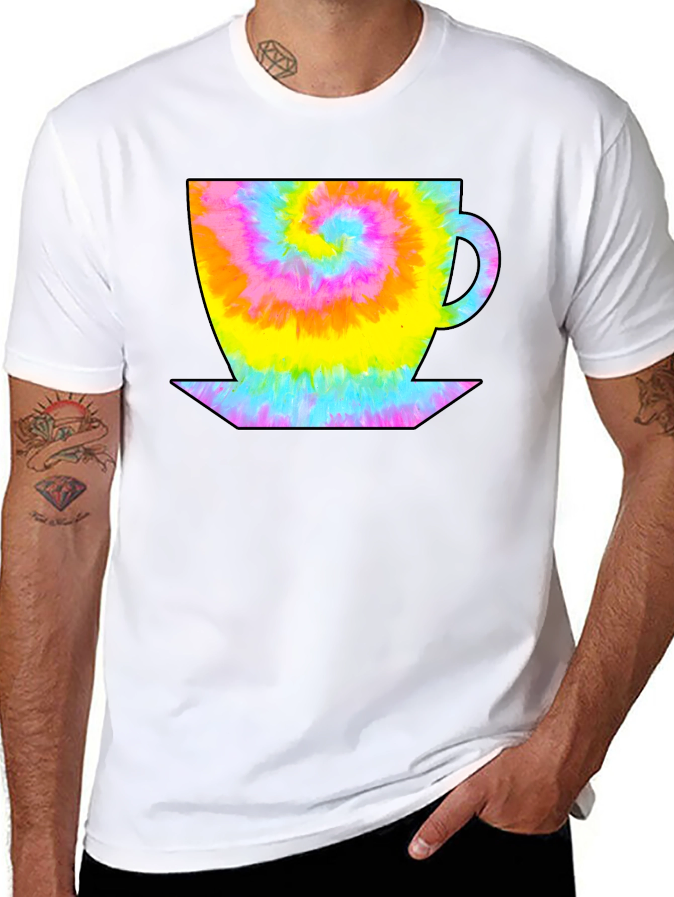 Black Tie Dye Coffee Cup Black T-Shirt view 8